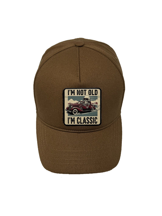 I am Classic | Embossed Removable Patch 5 Panel Baseball Hat – %100 Cotton, Adjustable Strapback, Curved Bill , One Size Fits Most