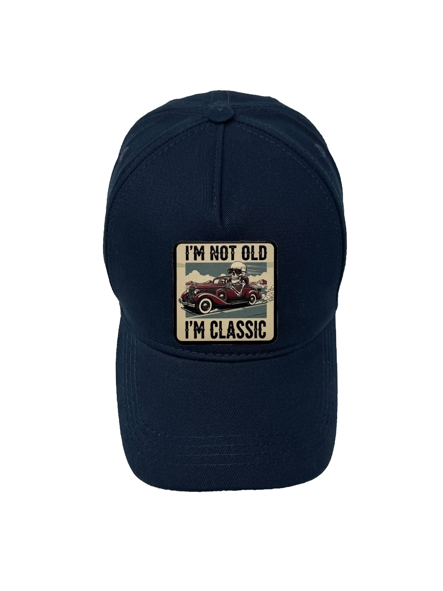 I am Classic | Embossed Removable Patch 5 Panel Baseball Hat – %100 Cotton, Adjustable Strapback, Curved Bill , One Size Fits Most