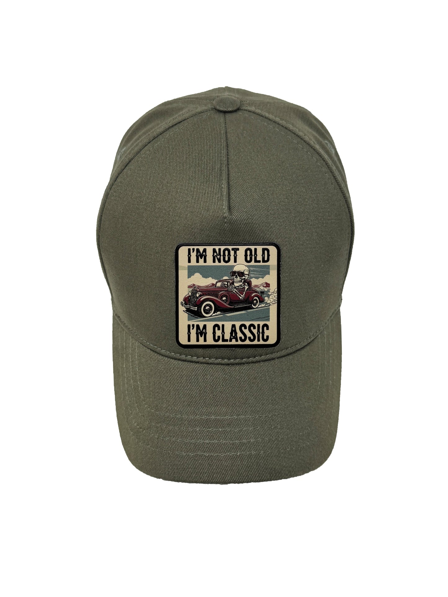 I am Classic | Embossed Removable Patch 5 Panel Baseball Hat – %100 Cotton, Adjustable Strapback, Curved Bill , One Size Fits Most