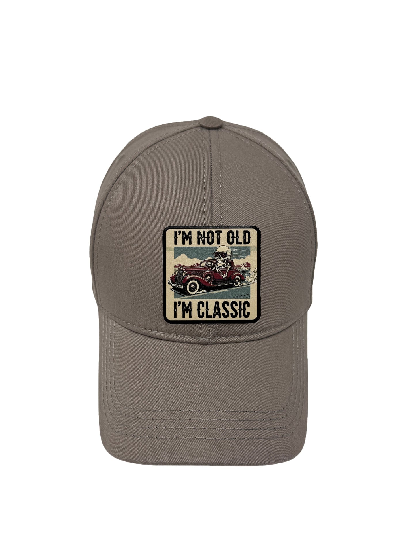 I am Classic | Embossed Removable Patch 6 Panel Baseball Hat – %100 Cotton, Adjustable Strapback, Curved Bill , One Size Fits Most