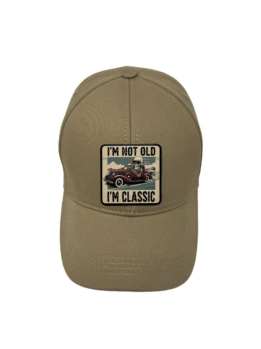 I am Classic | Embossed Removable Patch 6 Panel Baseball Hat – %100 Cotton, Adjustable Strapback, Curved Bill , One Size Fits Most