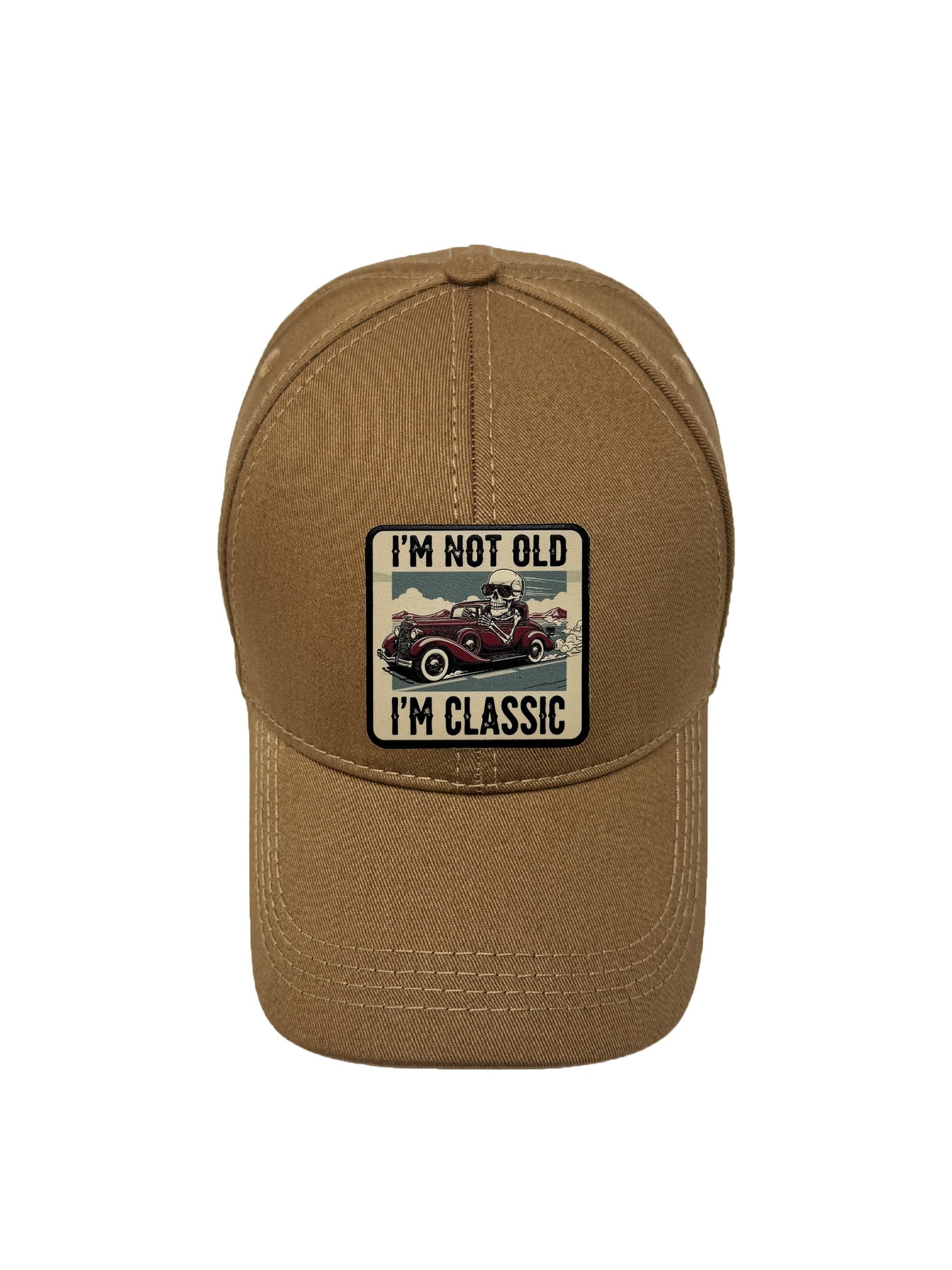 I am Classic | Embossed Removable Patch 6 Panel Baseball Hat – %100 Cotton, Adjustable Strapback, Curved Bill , One Size Fits Most