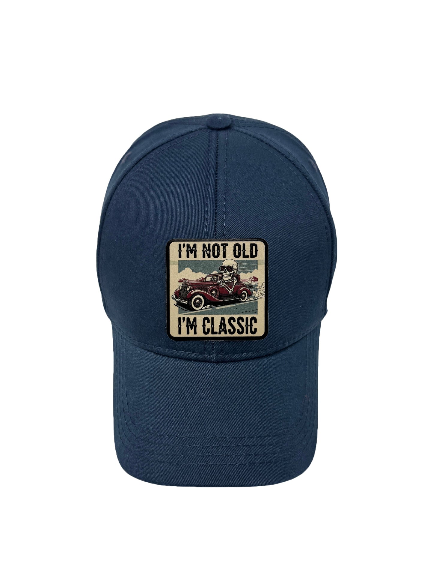 I am Classic | Embossed Removable Patch 6 Panel Baseball Hat – %100 Cotton, Adjustable Strapback, Curved Bill , One Size Fits Most