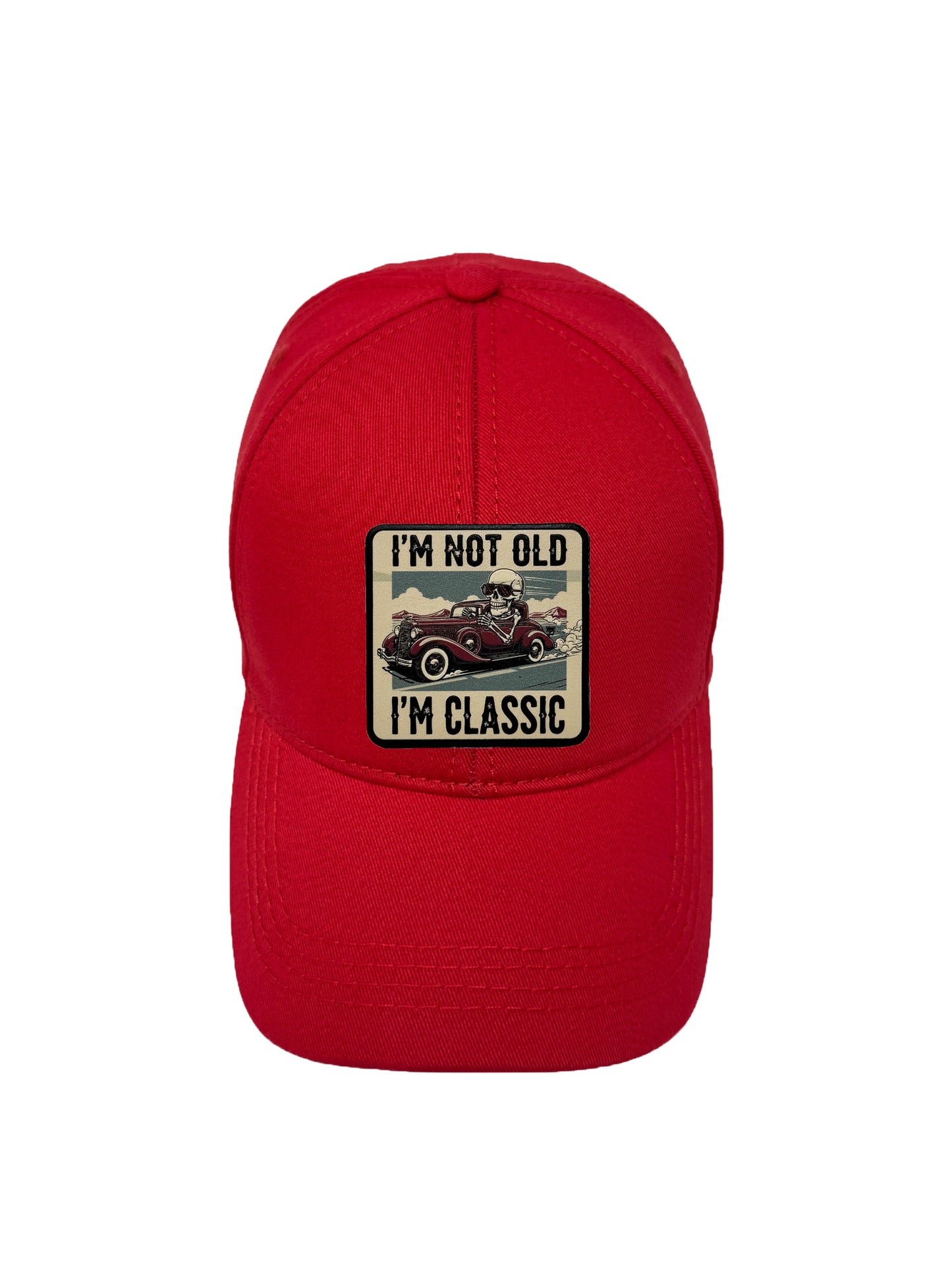 I am Classic | Embossed Removable Patch 6 Panel Baseball Hat – %100 Cotton, Adjustable Strapback, Curved Bill , One Size Fits Most