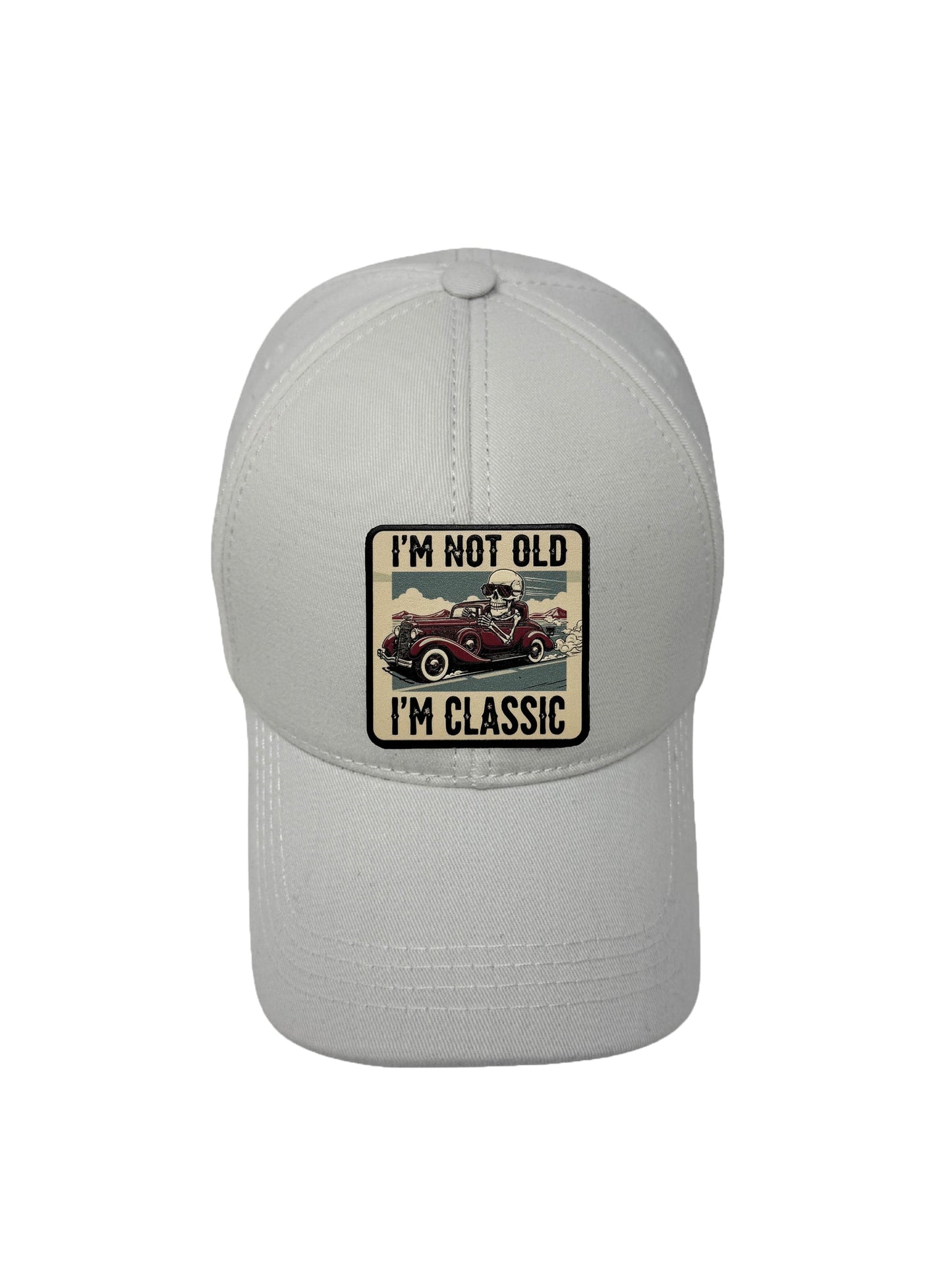 I am Classic | Embossed Removable Patch 6 Panel Baseball Hat – %100 Cotton, Adjustable Strapback, Curved Bill , One Size Fits Most