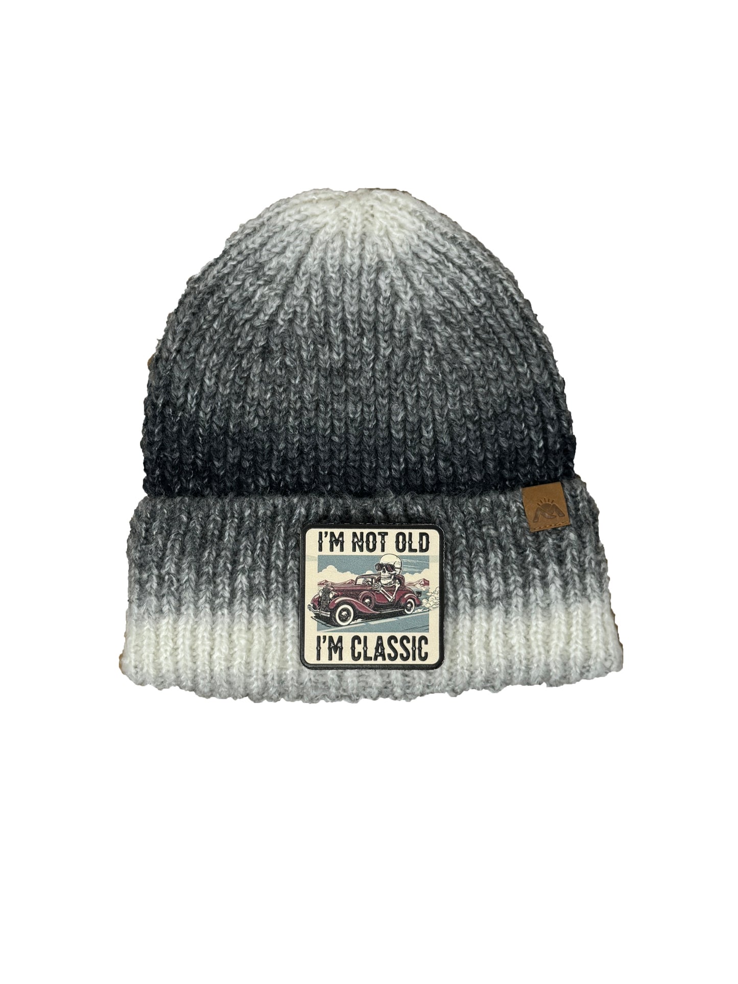 I am Classic | Embossed Removable Patch Beanie - Wool Blend, Soft, Warm, One Size Fits All
