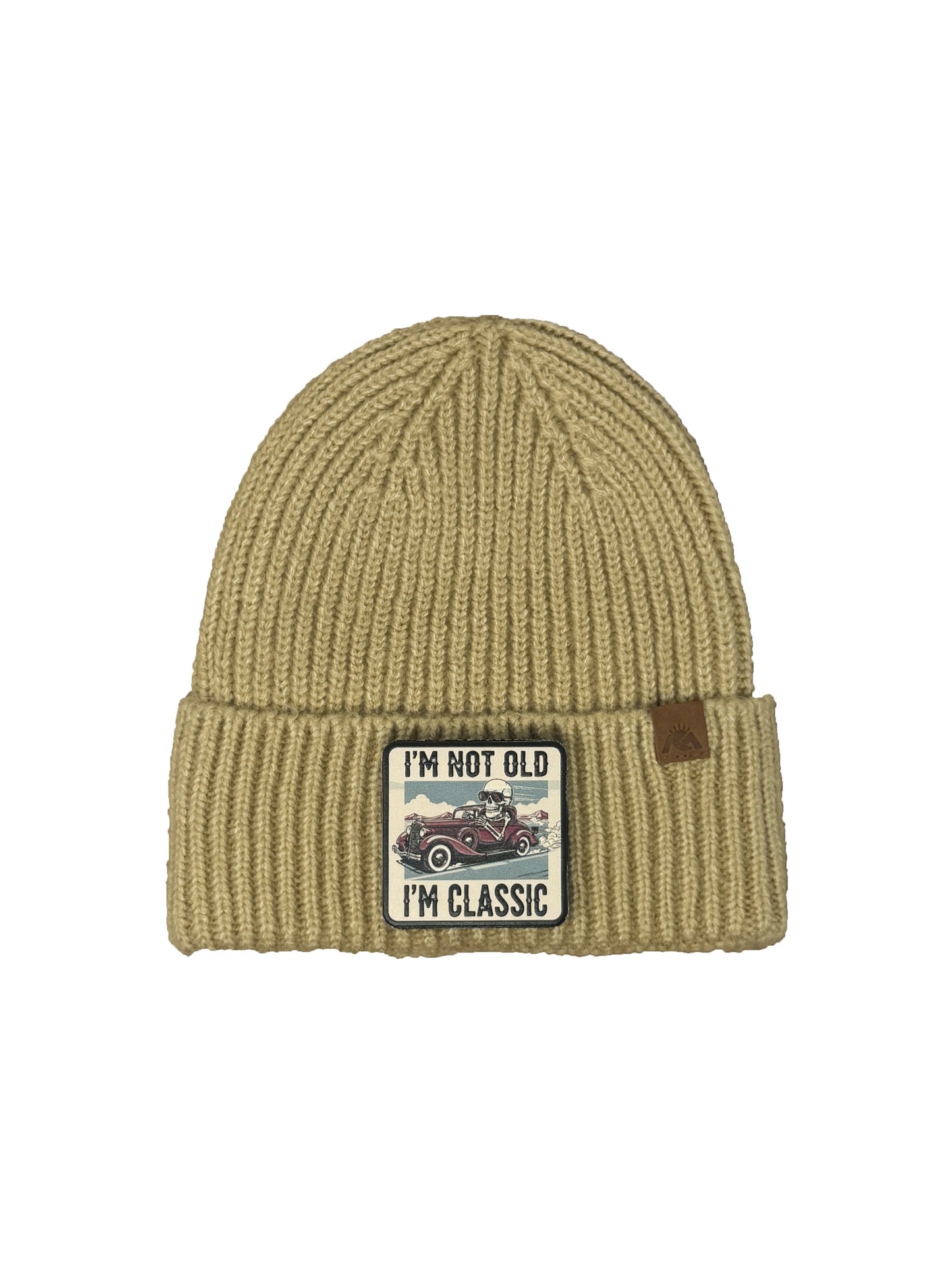I am Classic | Embossed Removable Patch Beanie - Wool Blend, Soft, Warm, One Size Fits Most