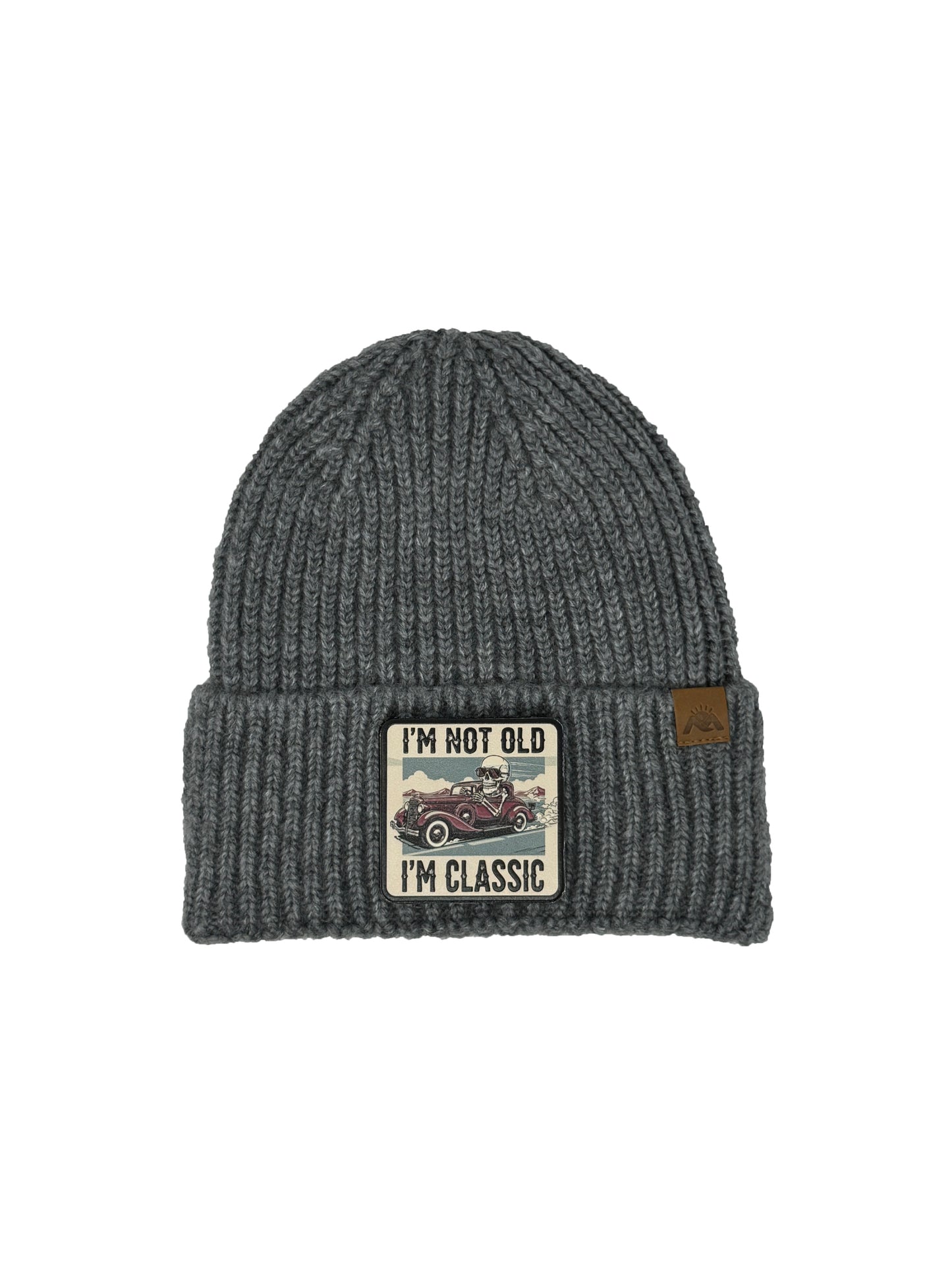 I am Classic | Embossed Removable Patch Beanie - Wool Blend, Soft, Warm, One Size Fits All