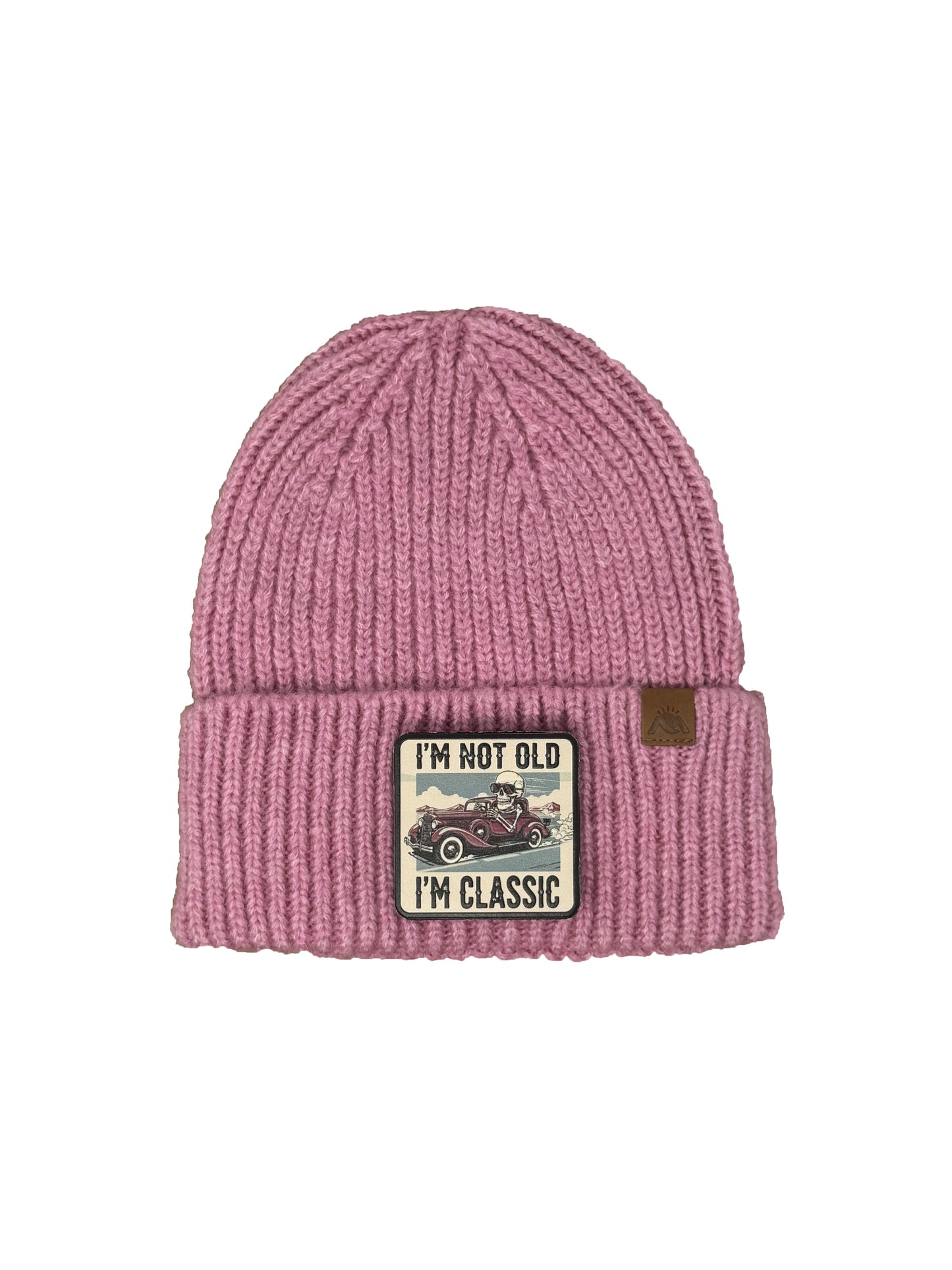 I am Classic | Embossed Removable Patch Beanie - Wool Blend, Soft, Warm, One Size Fits All