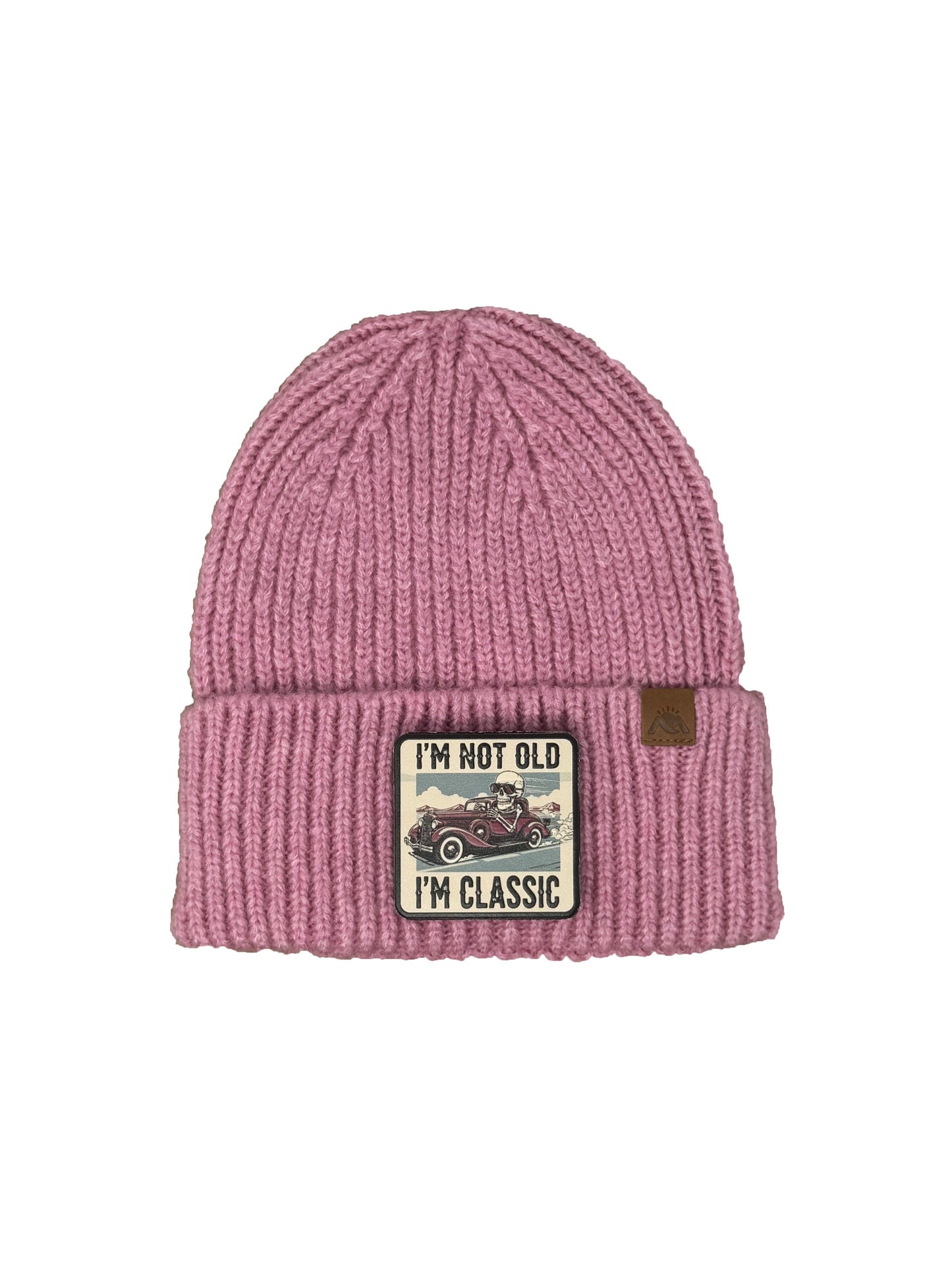 I am Classic | Embossed Removable Patch Beanie - Wool Blend, Soft, Warm, One Size Fits Most