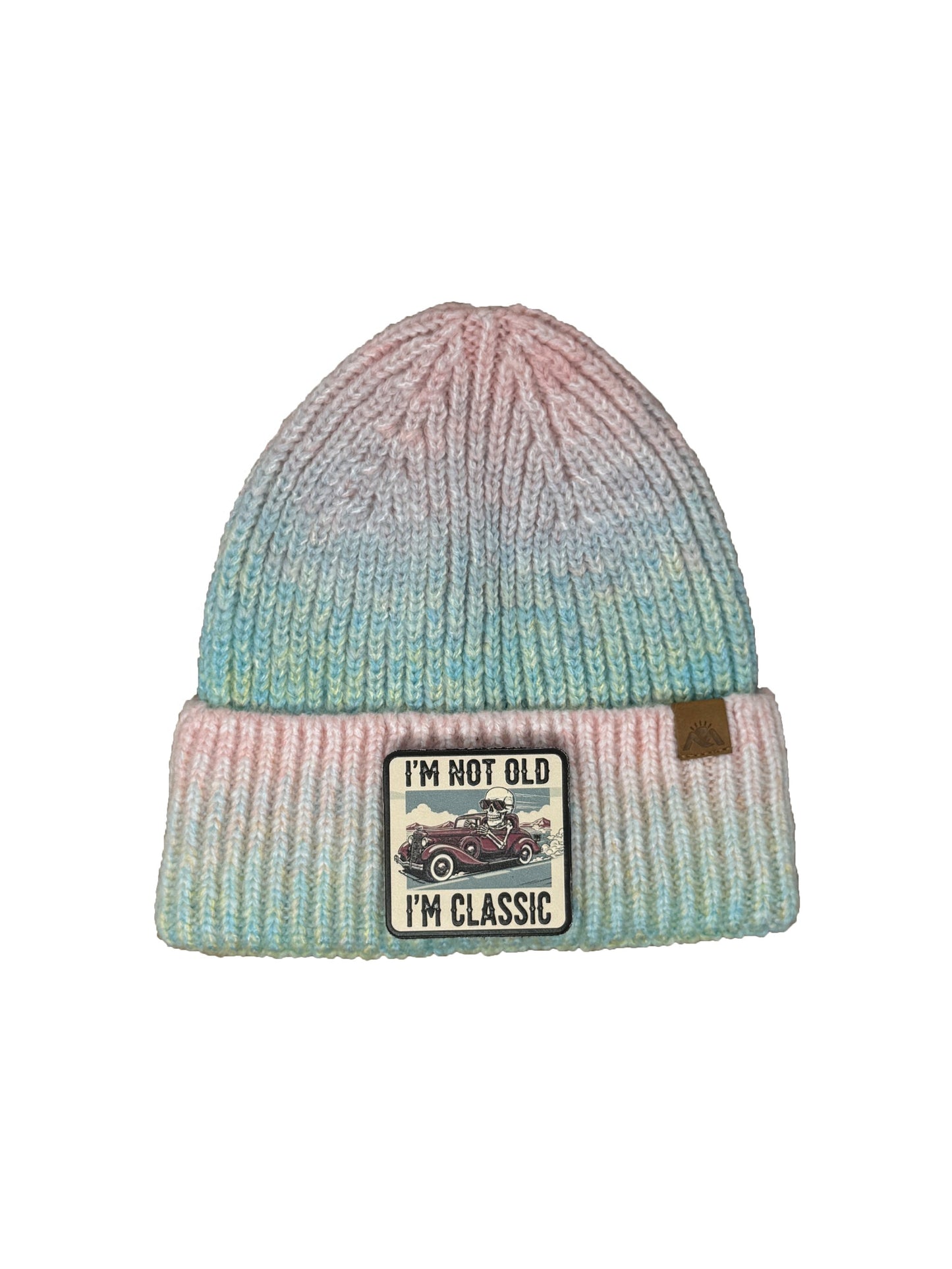 I am Classic | Embossed Removable Patch Beanie - Wool Blend, Soft, Warm, One Size Fits Most