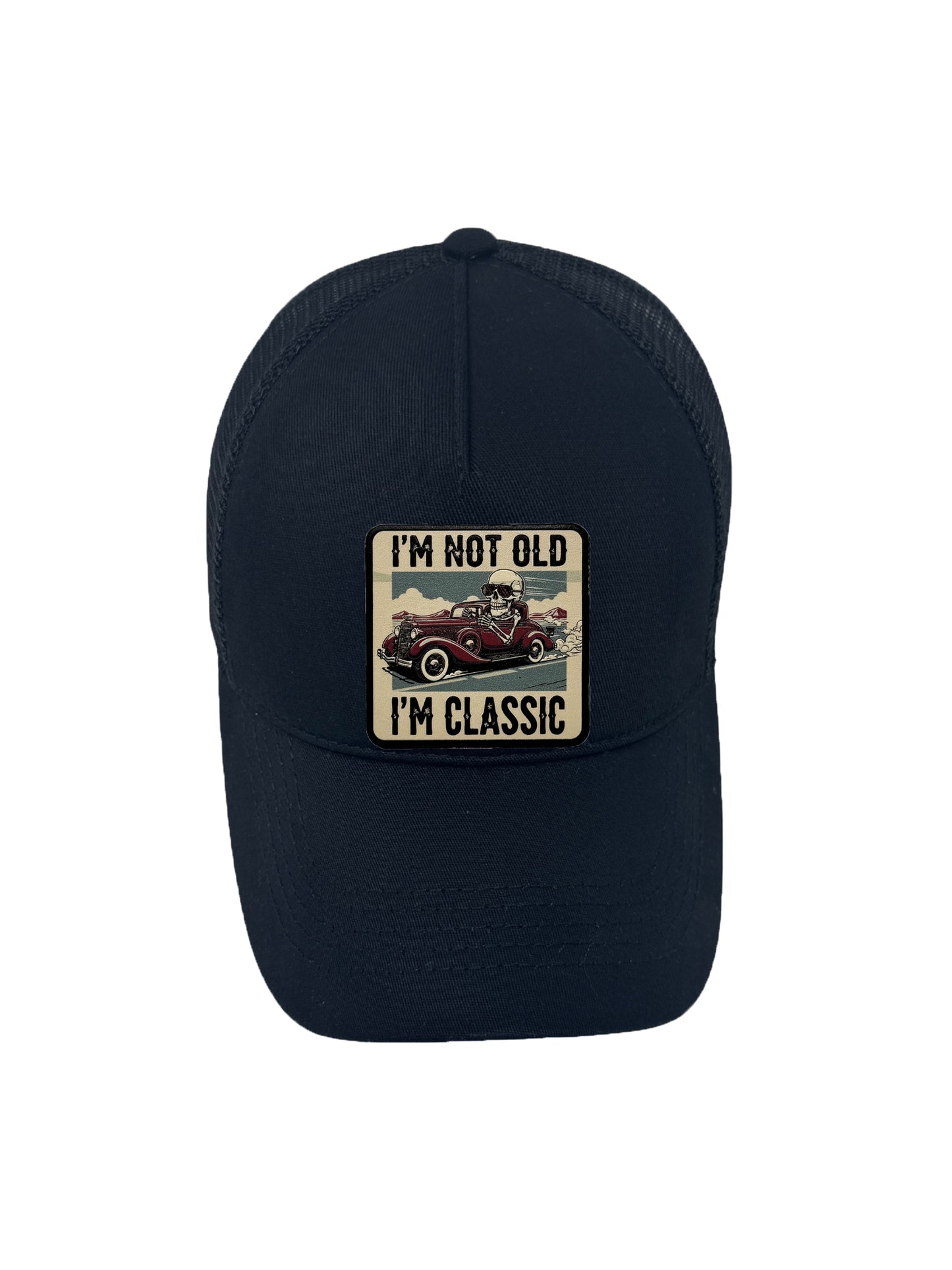 I am Classic | Embossed Removable Patch Trucker Hat – Adjustable Snapback, Breathable Mesh, One Size Fits Most