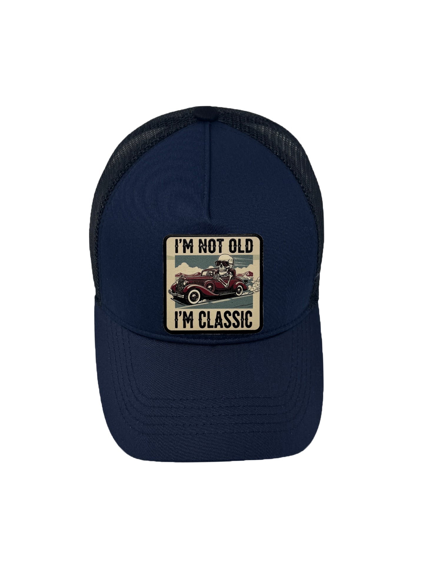 I am Classic | Embossed Removable Patch Trucker Hat – Adjustable Snapback, Breathable Mesh, One Size Fits Most