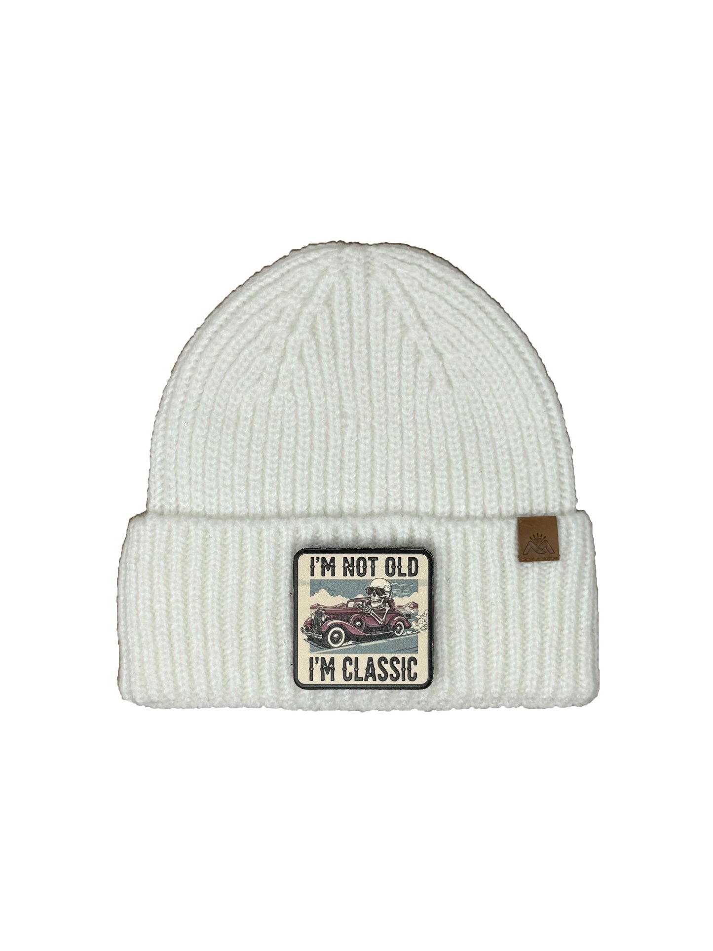 I am Classic | Embossed Removable Patch Beanie - Wool Blend, Soft, Warm, One Size Fits All