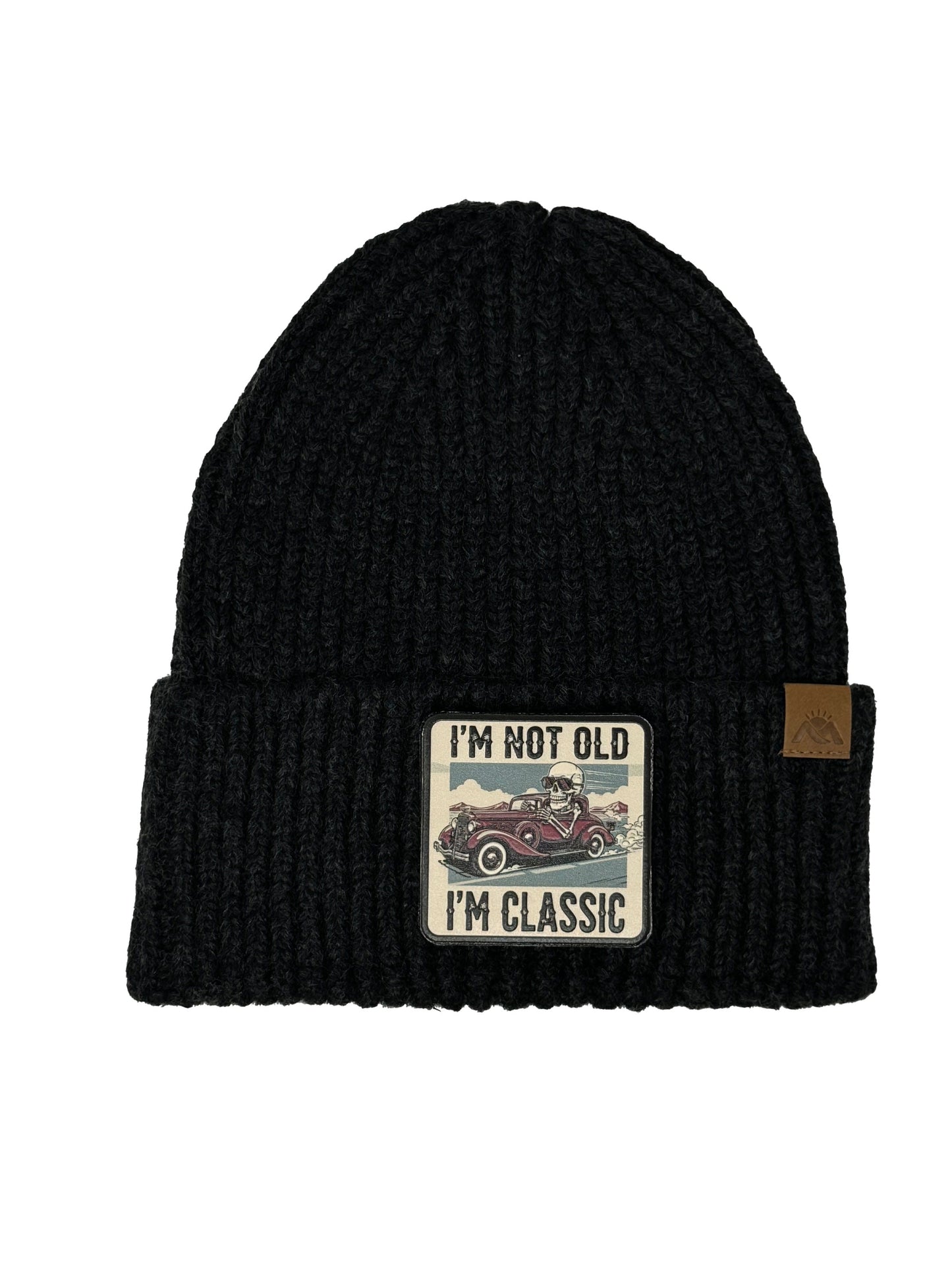 I am Classic | Embossed Removable Patch Beanie - Wool Blend, Soft, Warm, One Size Fits Most