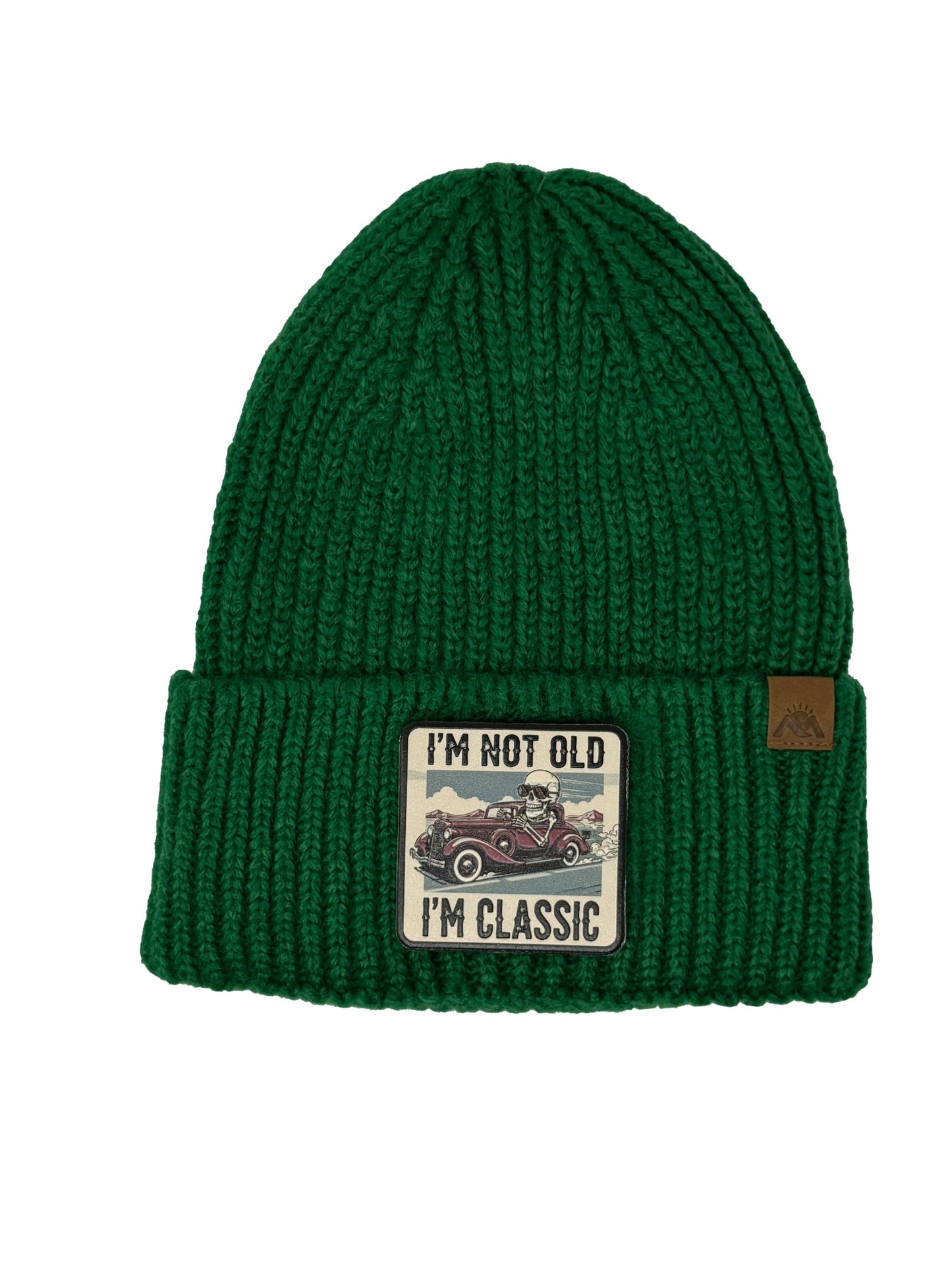 I am Classic | Embossed Removable Patch Beanie - Wool Blend, Soft, Warm, One Size Fits Most