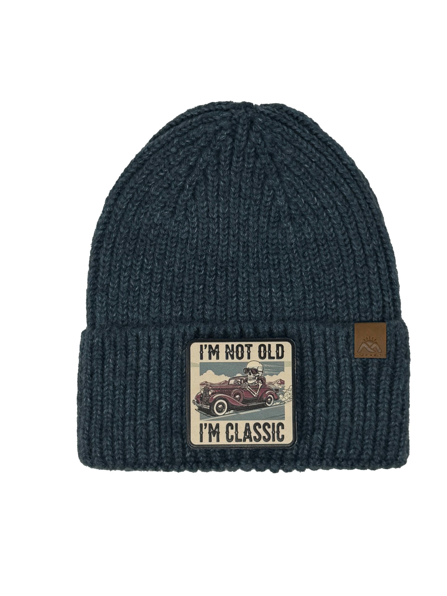 I am Classic | Embossed Removable Patch Beanie - Wool Blend, Soft, Warm, One Size Fits All