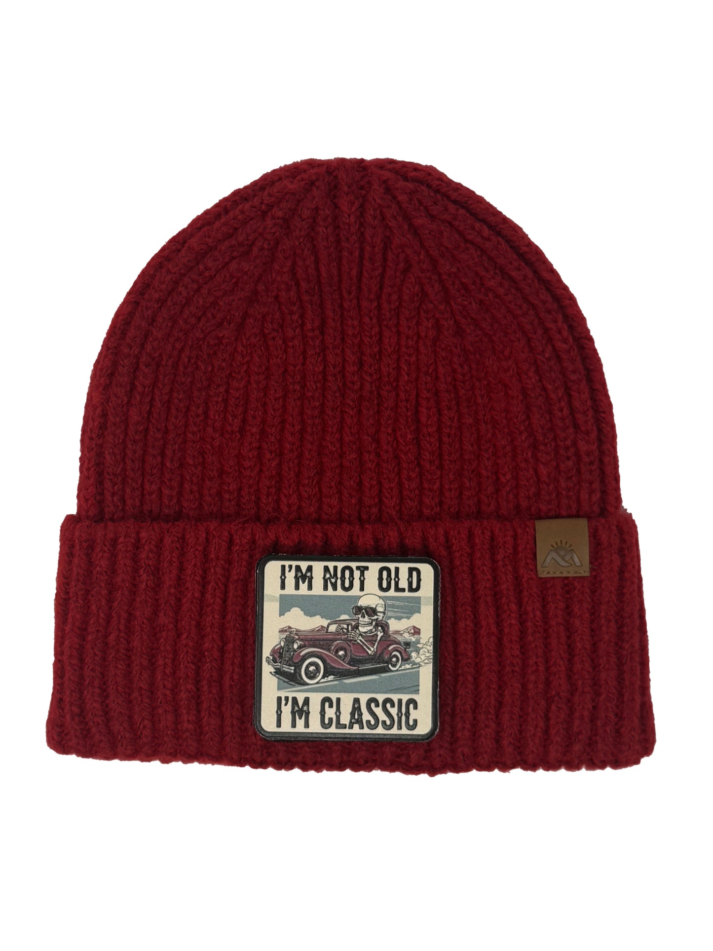 I am Classic | Embossed Removable Patch Beanie - Wool Blend, Soft, Warm, One Size Fits All