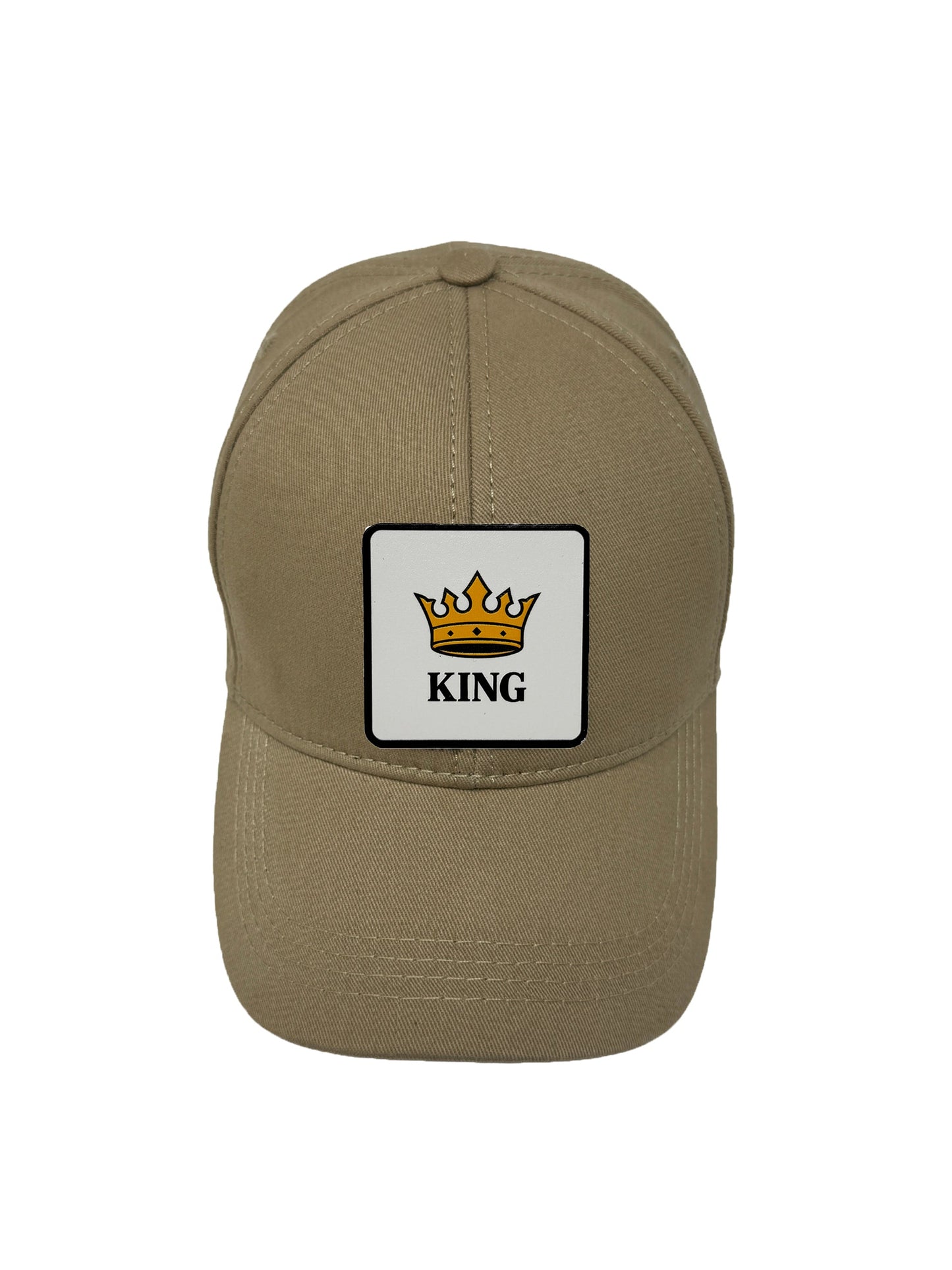 King | Embossed Removable Crown Patch 6 Panel Baseball Hat – %100 Cotton, Adjustable Strapback, Curved Bill , One Size Fits Most