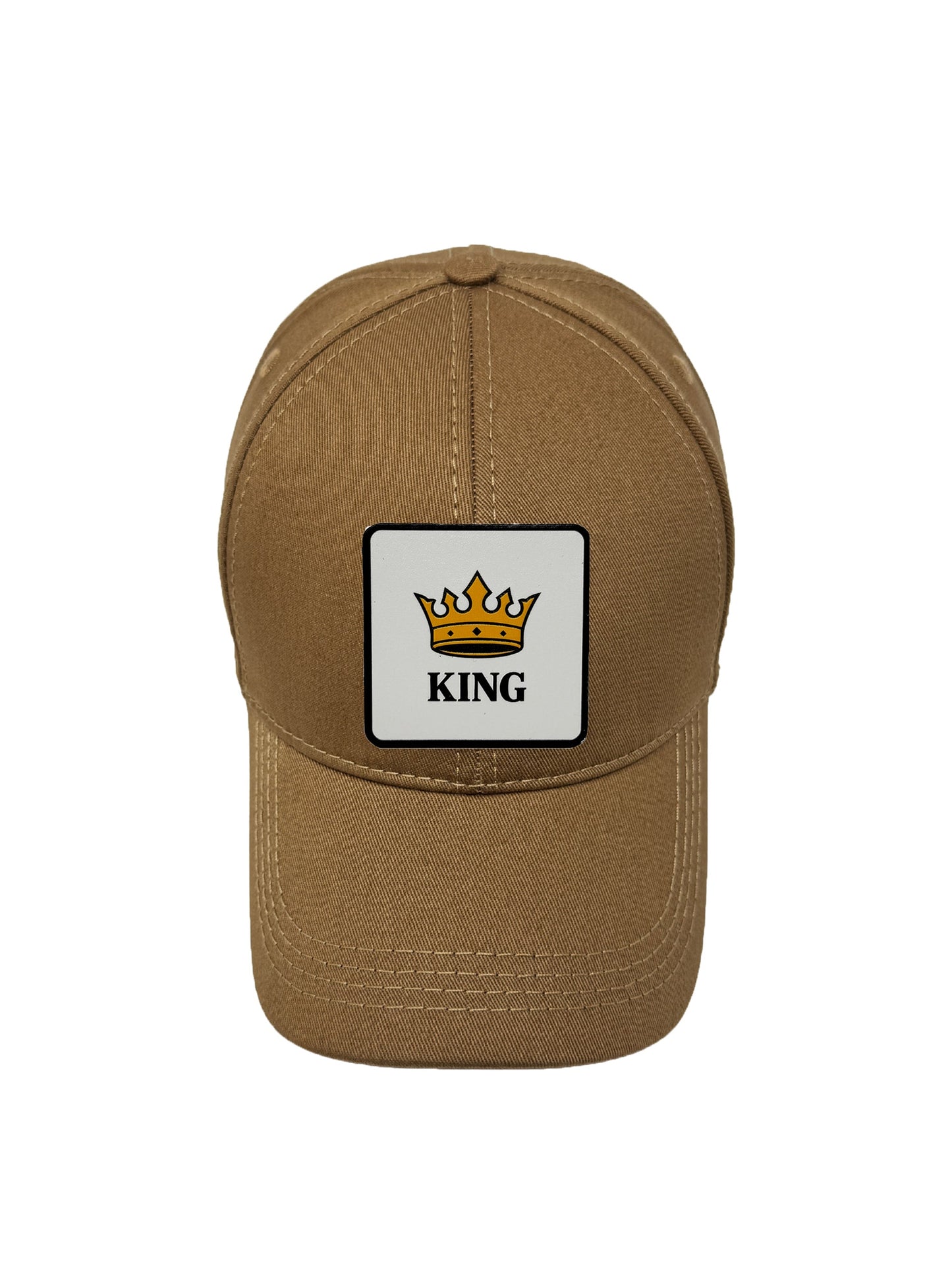 King | Embossed Removable Crown Patch 6 Panel Baseball Hat – %100 Cotton, Adjustable Strapback, Curved Bill , One Size Fits Most