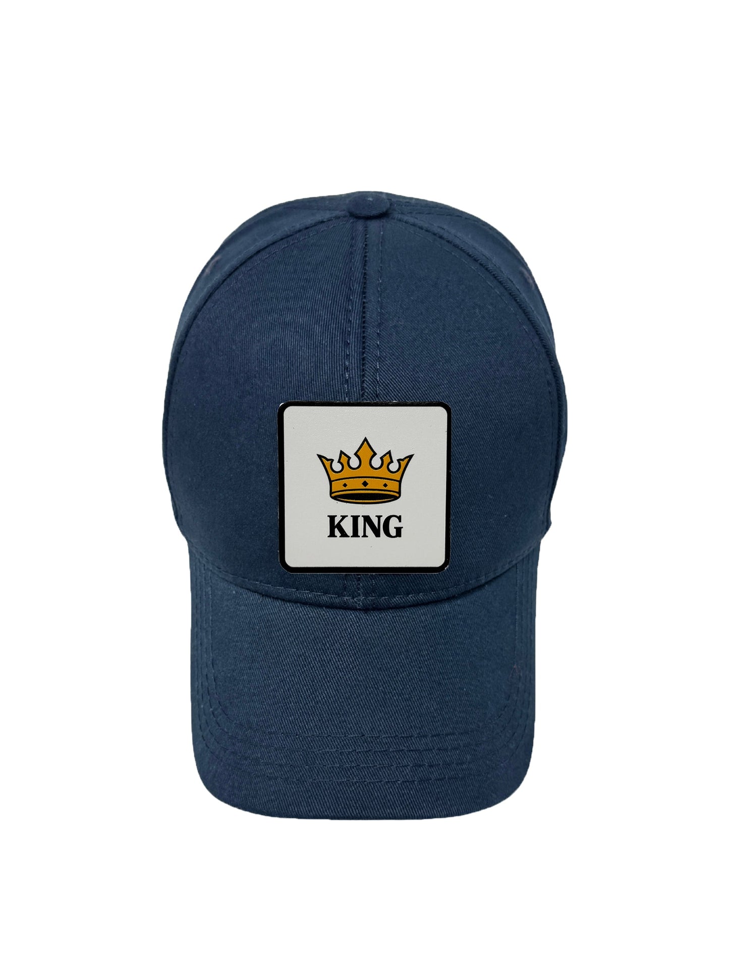 King | Embossed Removable Crown Patch 6 Panel Baseball Hat – %100 Cotton, Adjustable Strapback, Curved Bill , One Size Fits Most