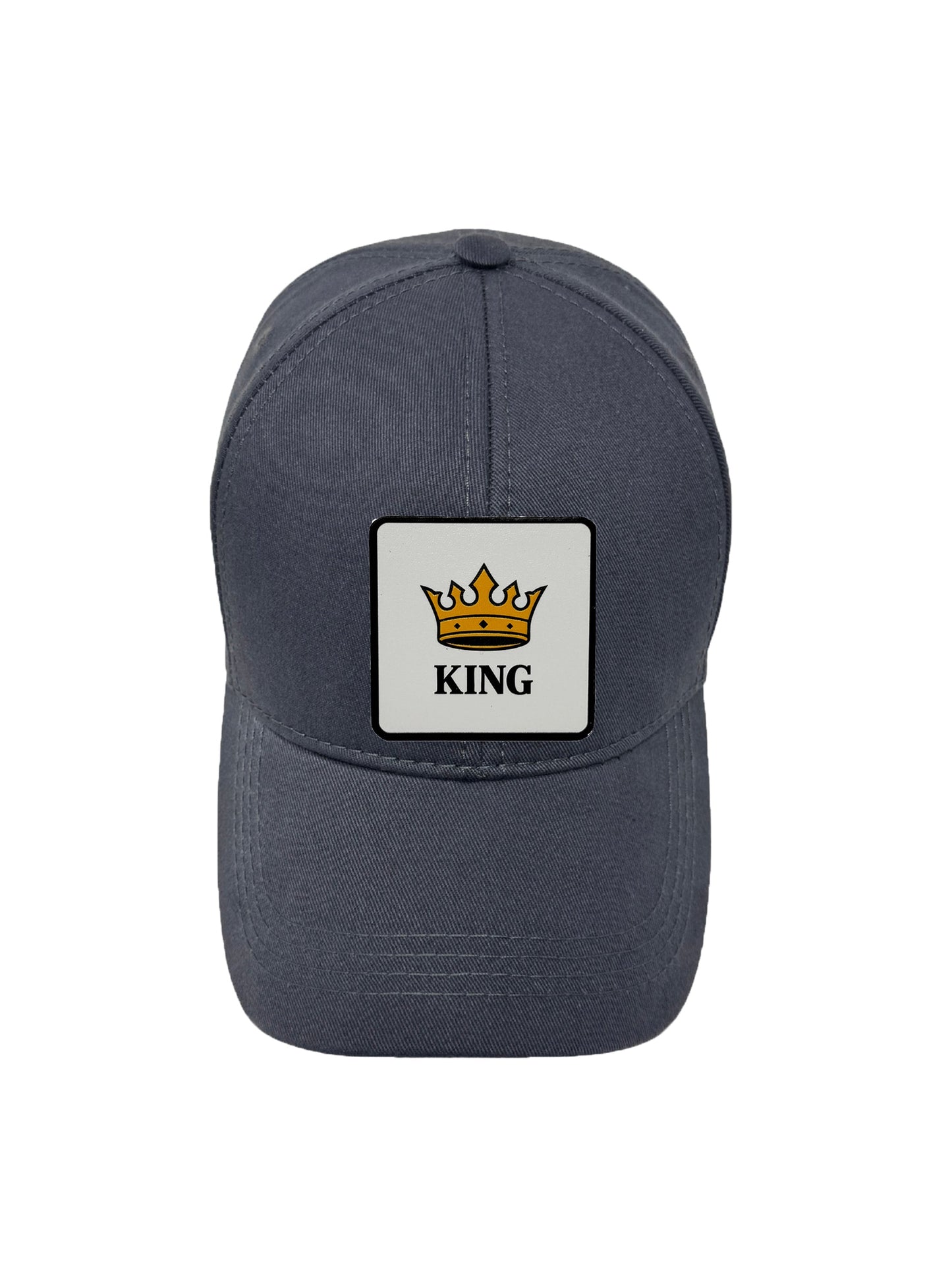 King | Embossed Removable Crown Patch 6 Panel Baseball Hat – %100 Cotton, Adjustable Strapback, Curved Bill , One Size Fits Most