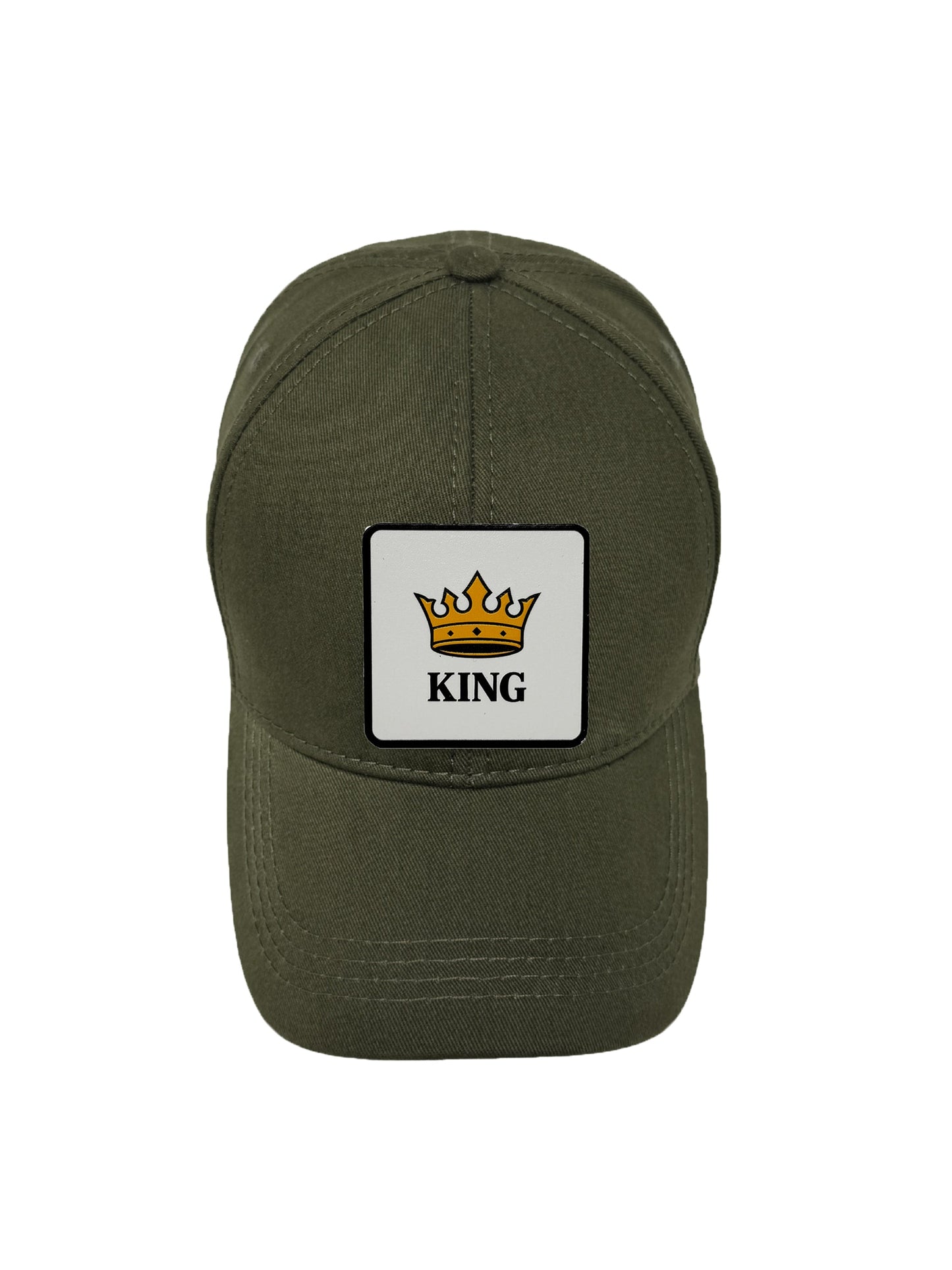 King | Embossed Removable Crown Patch 6 Panel Baseball Hat – %100 Cotton, Adjustable Strapback, Curved Bill , One Size Fits Most