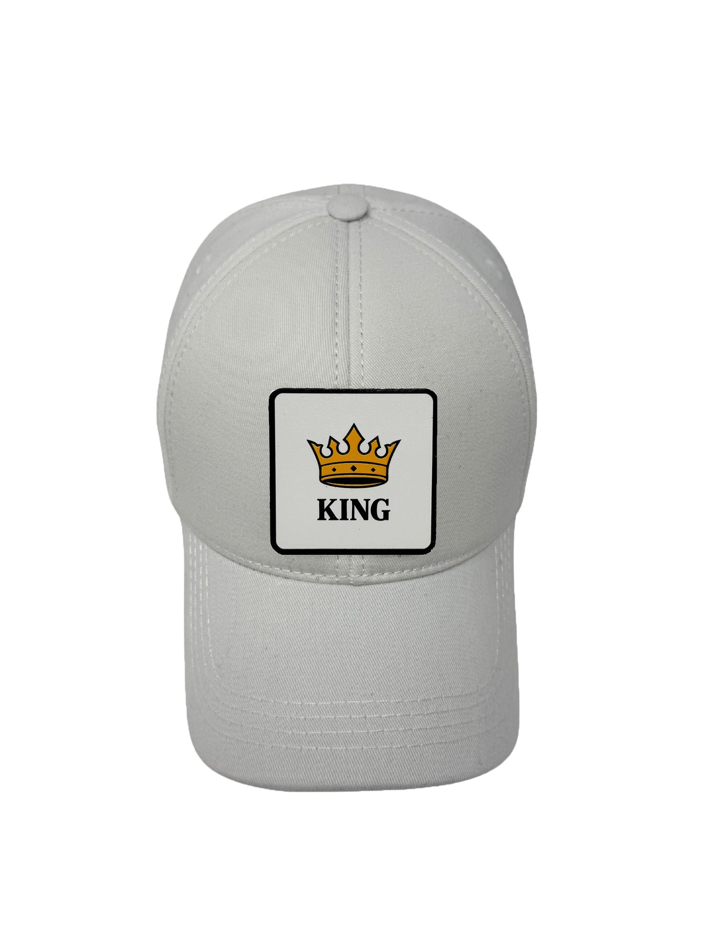 King | Embossed Removable Crown Patch 6 Panel Baseball Hat – %100 Cotton, Adjustable Strapback, Curved Bill , One Size Fits Most