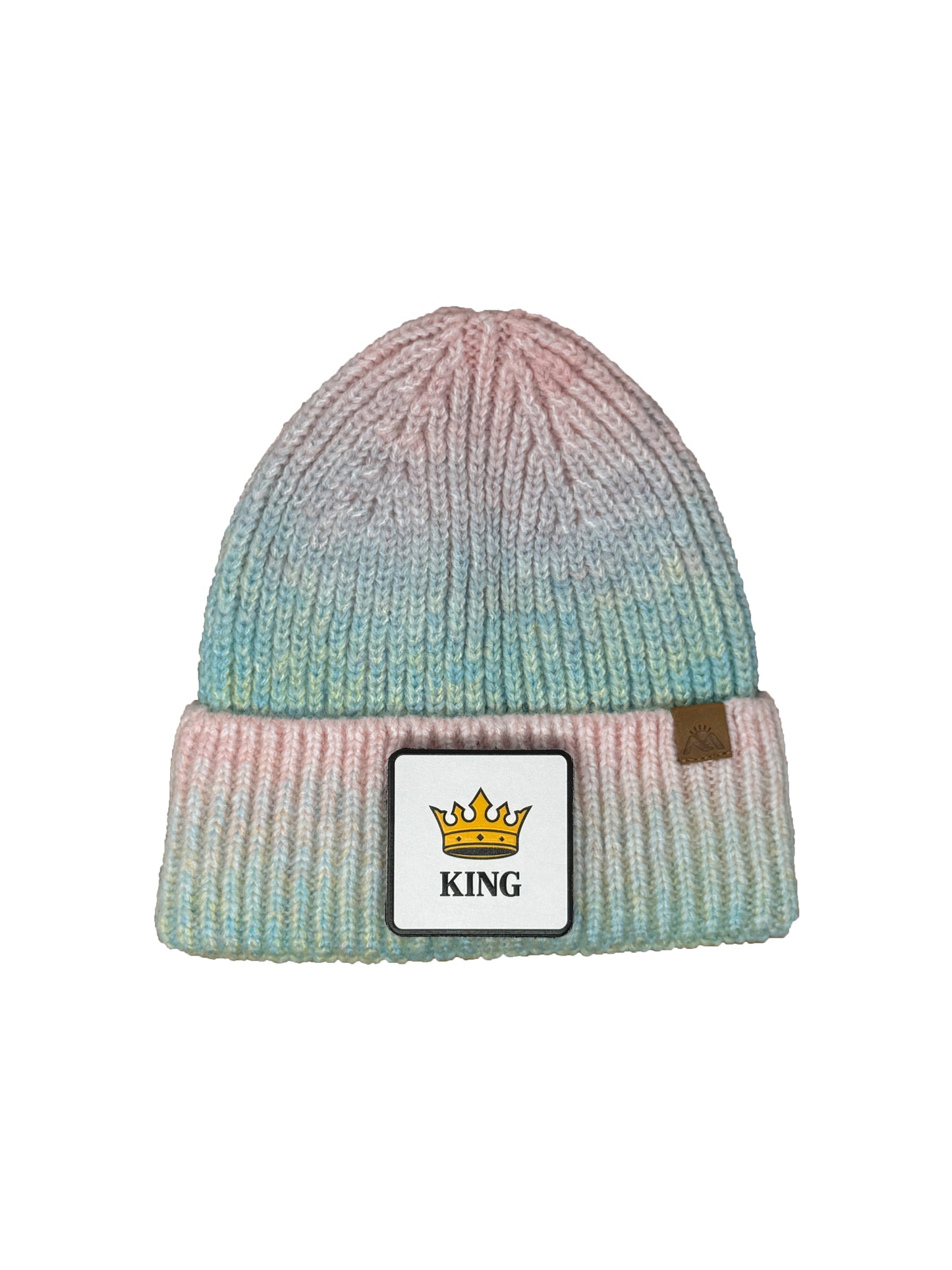 King | Embossed Removable Crown Patch Beanie - Wool Blend, Soft, Warm, One Size Fits All