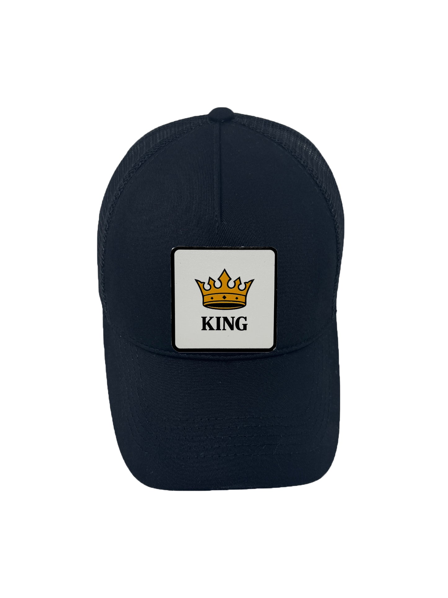 King | Embossed Removable Crown Patch Trucker Hat – Adjustable Snapback, Breathable Mesh, One Size Fits Most