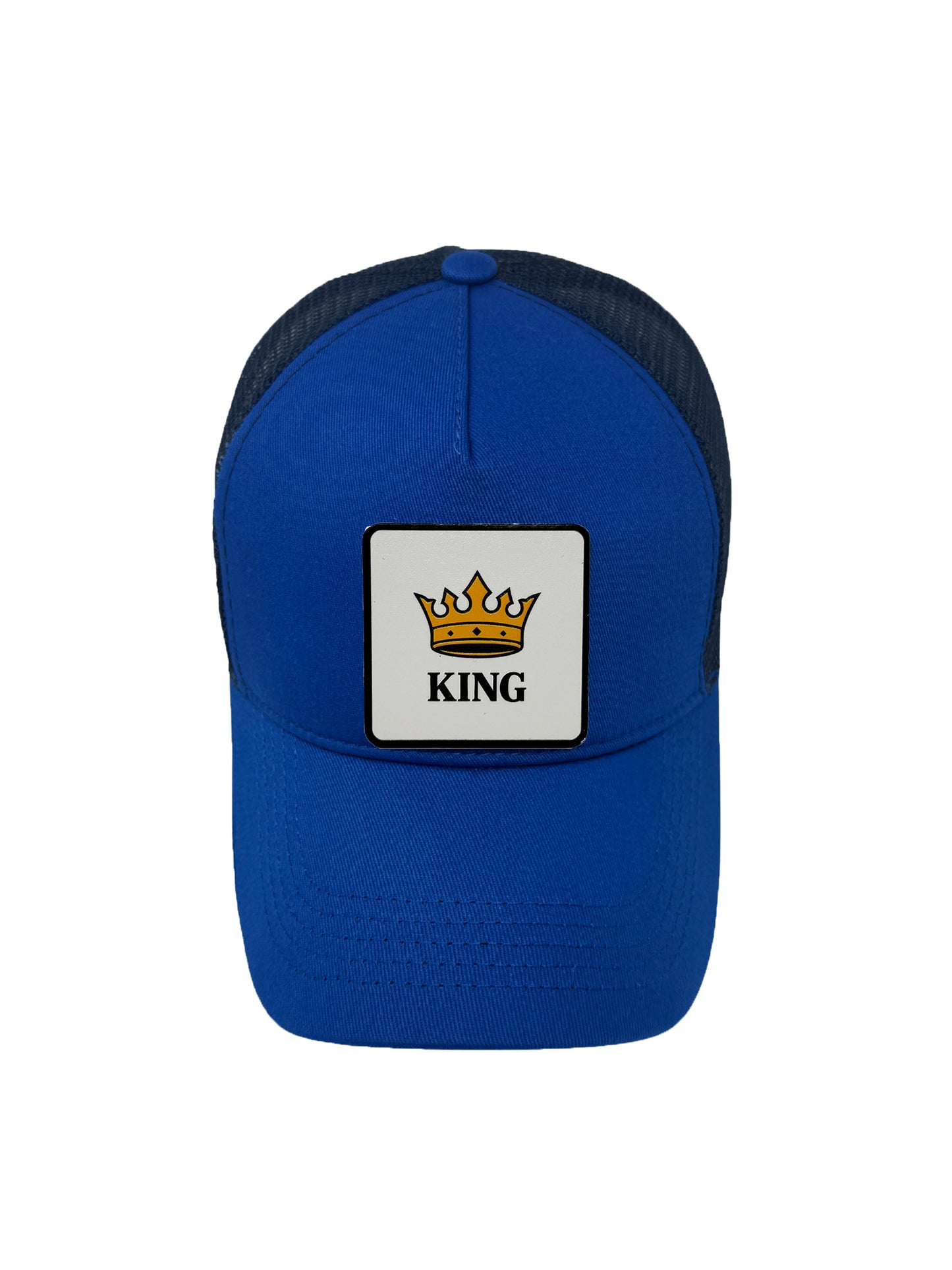 King | Embossed Removable Crown Patch Trucker Hat – Adjustable Snapback, Breathable Mesh, One Size Fits Most