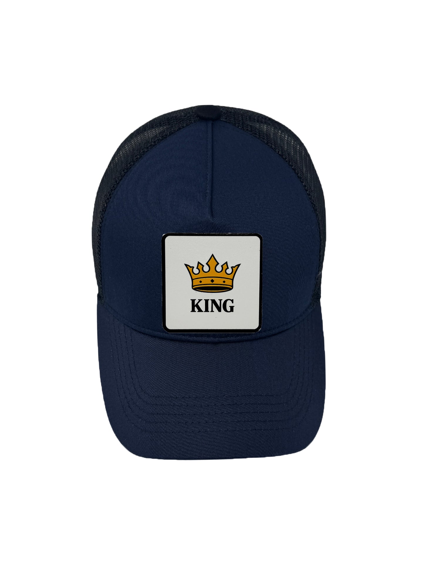 King | Embossed Removable Crown Patch Trucker Hat – Adjustable Snapback, Breathable Mesh, One Size Fits Most