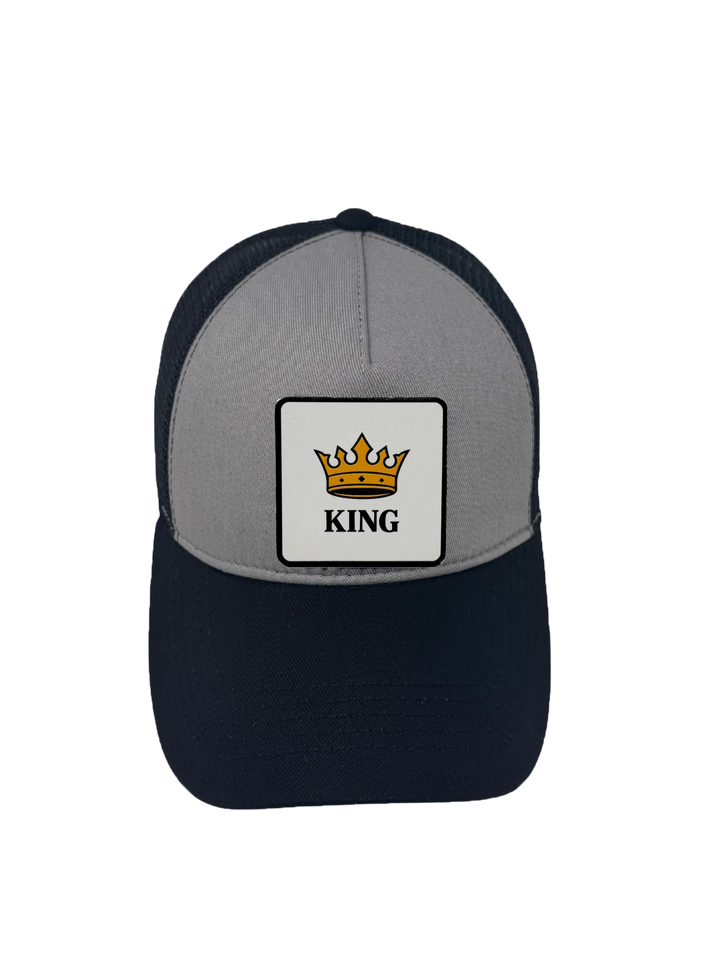 King | Embossed Removable Crown Patch Trucker Hat – Adjustable Snapback, Breathable Mesh, One Size Fits Most