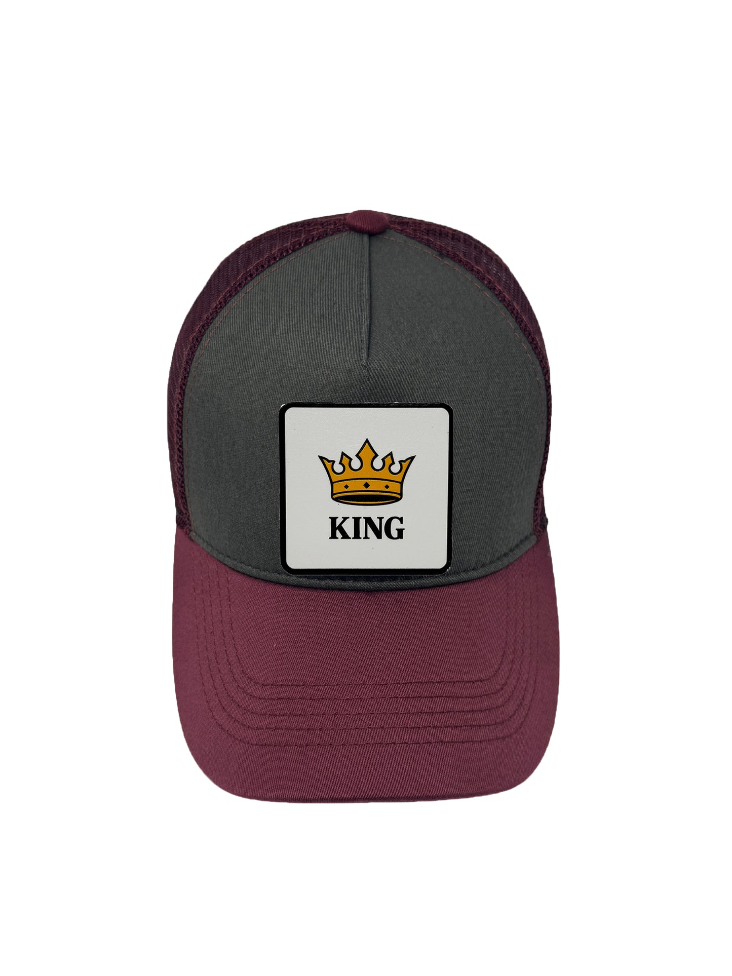 King | Embossed Removable Crown Patch Trucker Hat – Adjustable Snapback, Breathable Mesh, One Size Fits Most