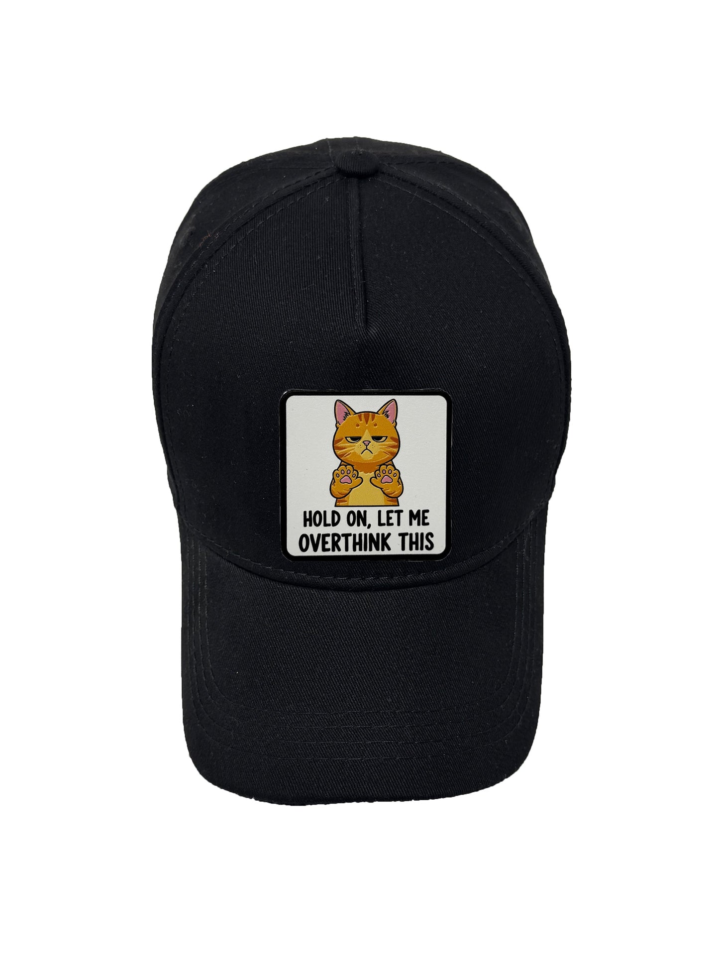 Let me Overthink | Embossed Removable Patch 5 Panel Baseball Hat – %100 Cotton, Adjustable Strapback, Curved Bill , One Size Fits Most