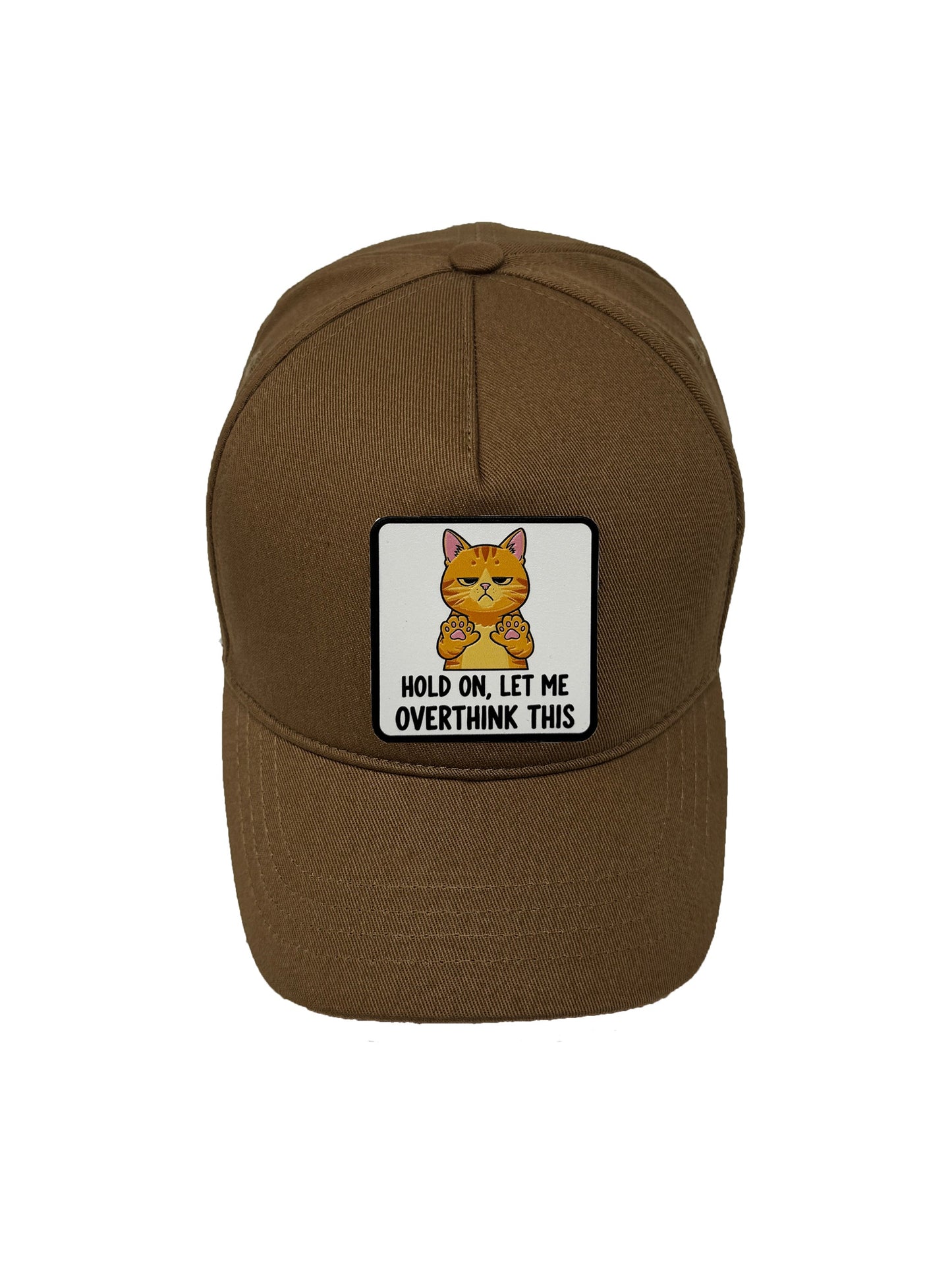 Let me Overthink | Embossed Removable Patch 5 Panel Baseball Hat – %100 Cotton, Adjustable Strapback, Curved Bill , One Size Fits Most