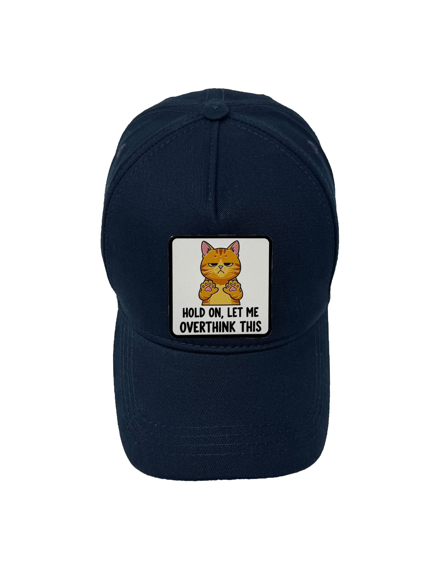 Let me Overthink | Embossed Removable Patch 5 Panel Baseball Hat – %100 Cotton, Adjustable Strapback, Curved Bill , One Size Fits Most