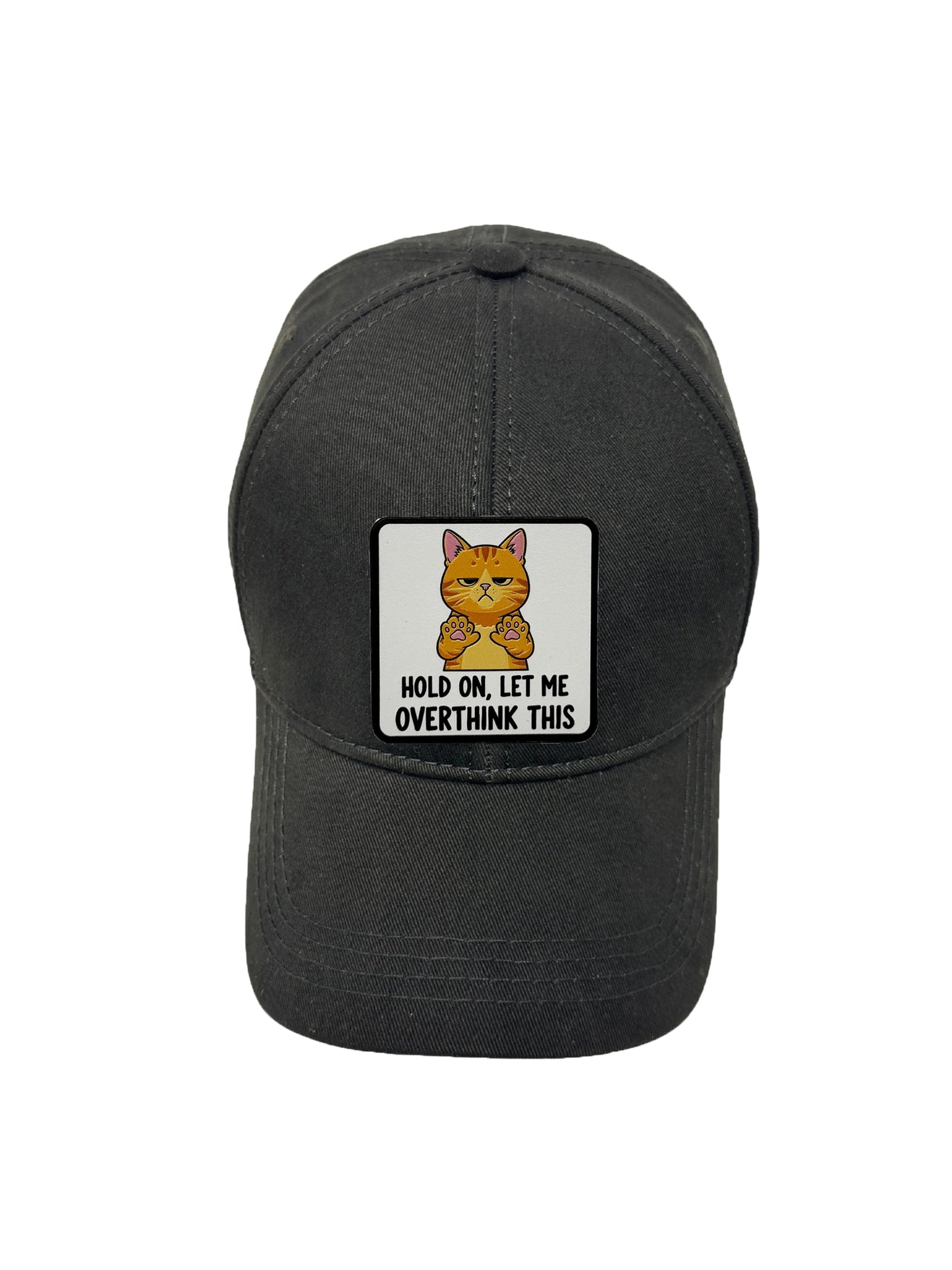 Let me Overthink | Embossed Removable Patch 6 Panel Baseball Hat – %100 Cotton, Adjustable Strapback, Curved Bill , One Size Fits Most