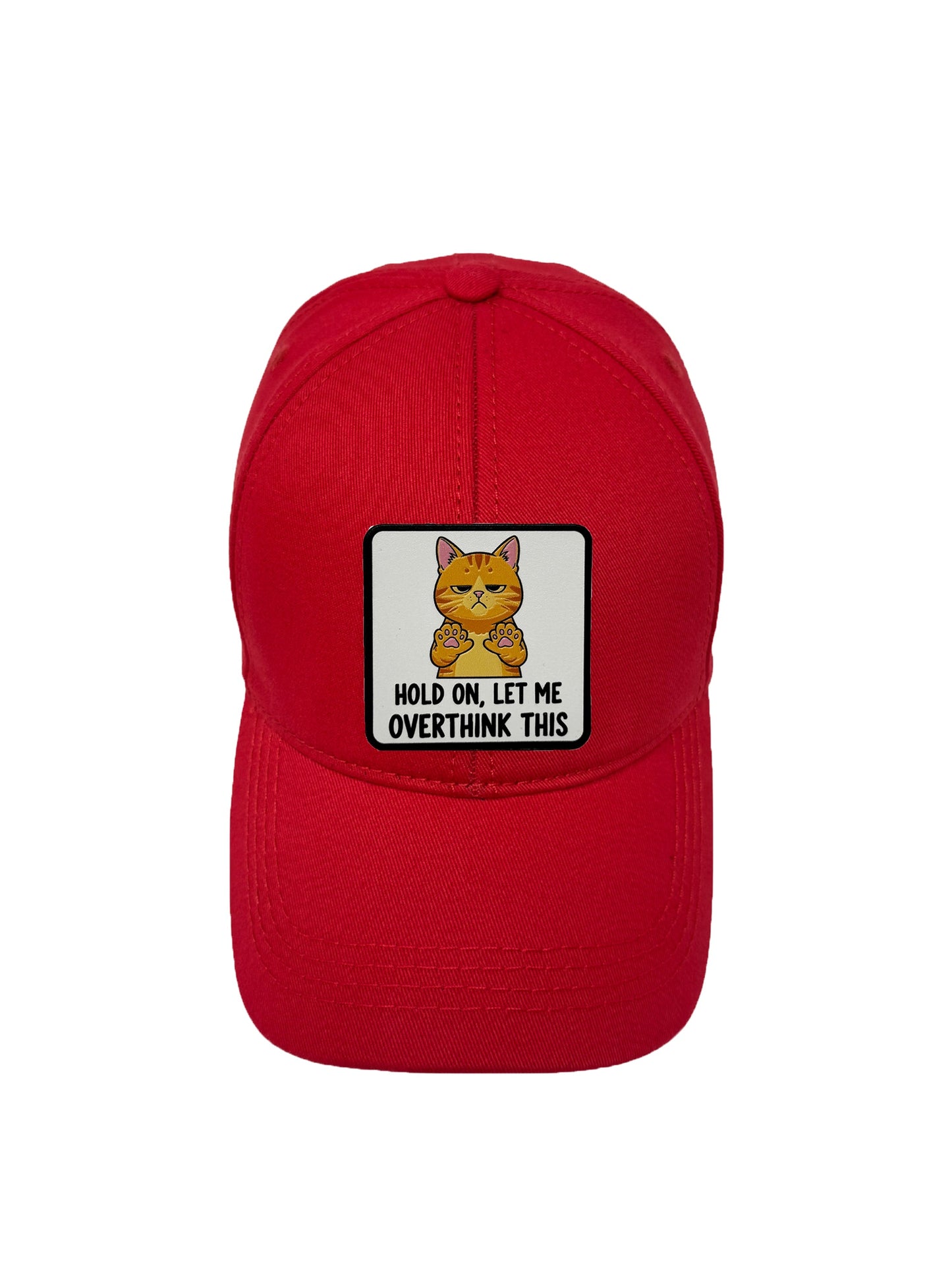 Let me Overthink | Embossed Removable Patch 6 Panel Baseball Hat – %100 Cotton, Adjustable Strapback, Curved Bill , One Size Fits Most