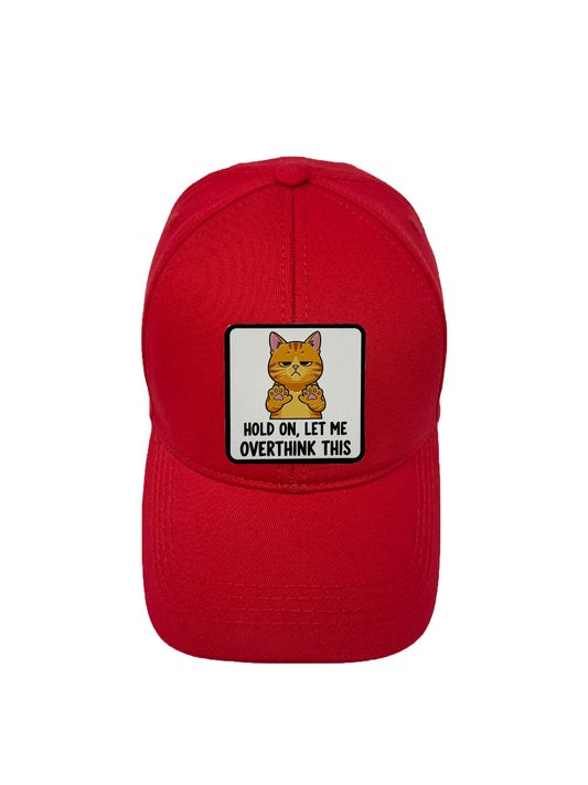 Let me Overthink | Embossed Removable Patch 6 Panel Baseball Hat – %100 Cotton, Adjustable Strapback, Curved Bill , One Size Fits Most