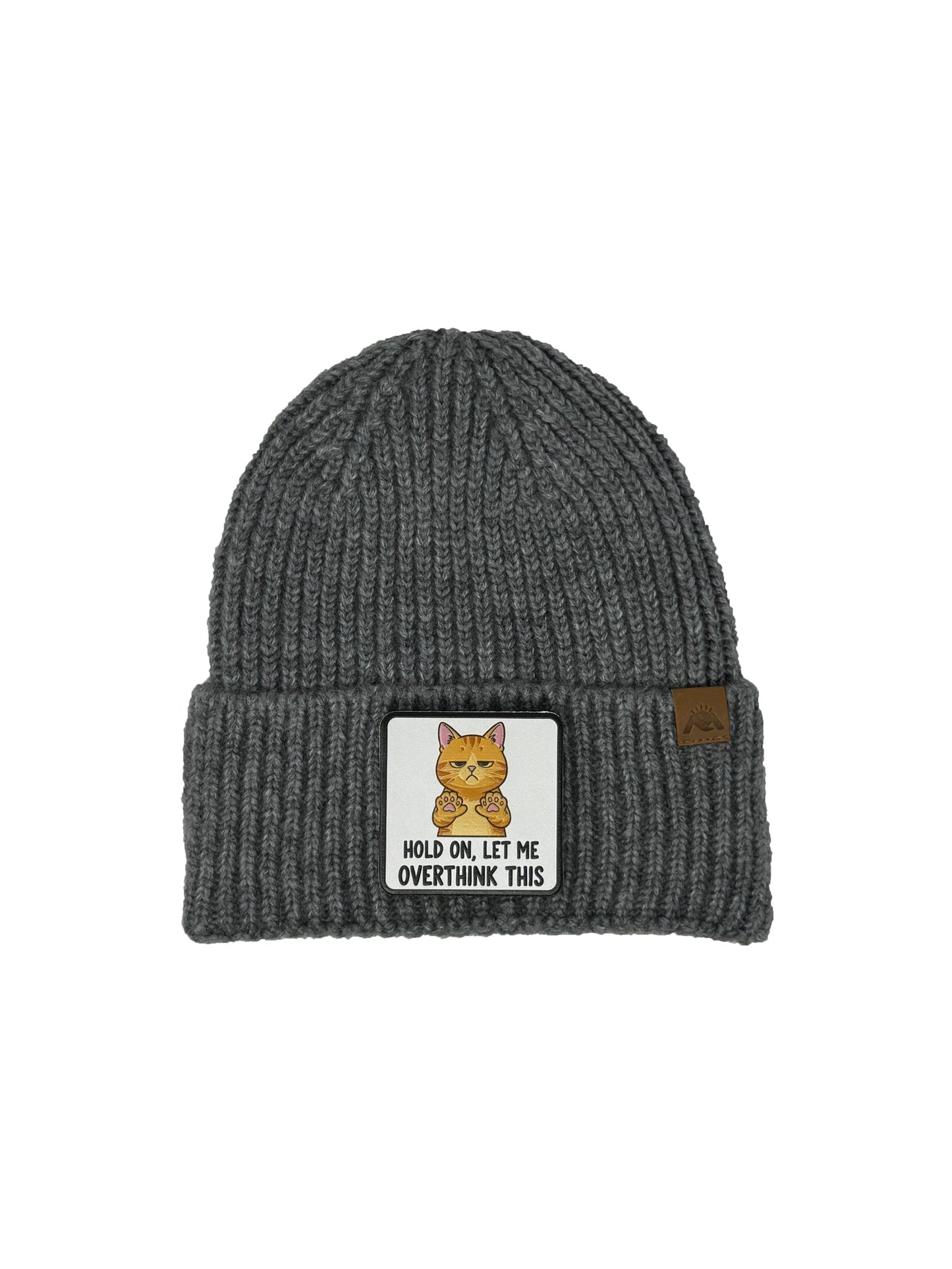 Let me Overthink | Embossed Removable Patch Beanie - Wool Blend, Soft, Warm, One Size Fits Most