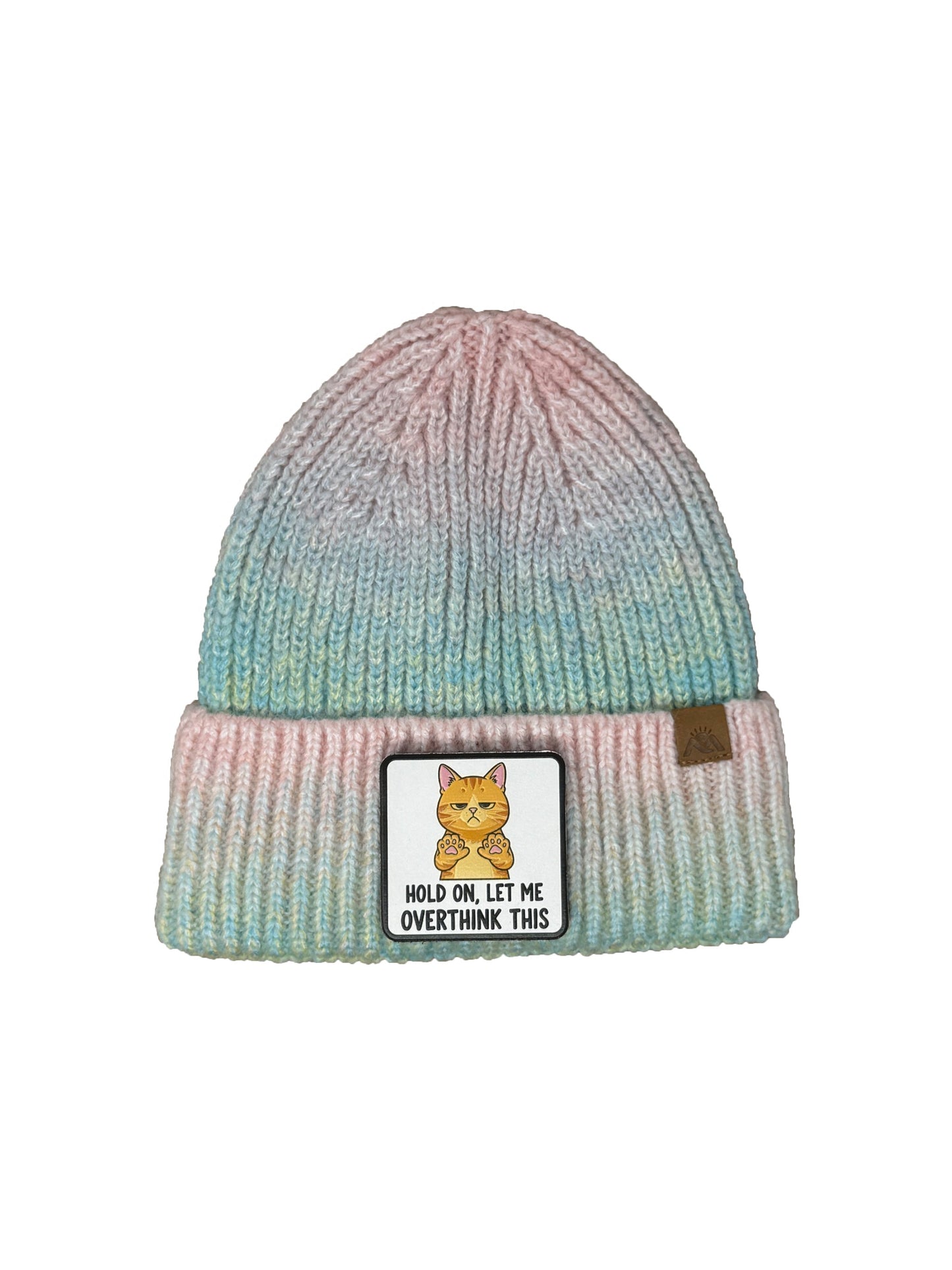 Let me Overthink | Embossed Removable Patch Beanie - Wool Blend, Soft, Warm, One Size Fits Most