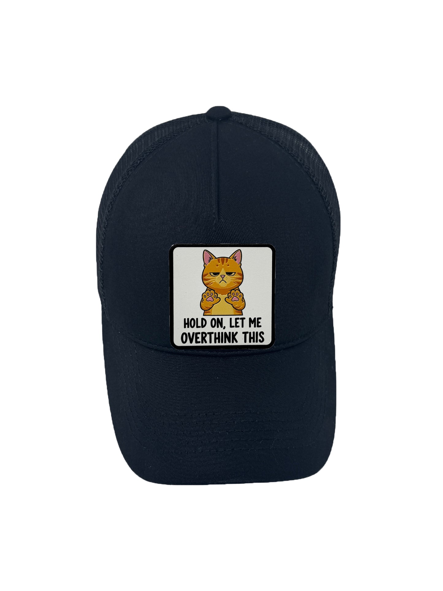 Let me Overthink | Embossed Removable Patch Trucker Hat – Adjustable Snapback, Breathable Mesh, One Size Fits Most