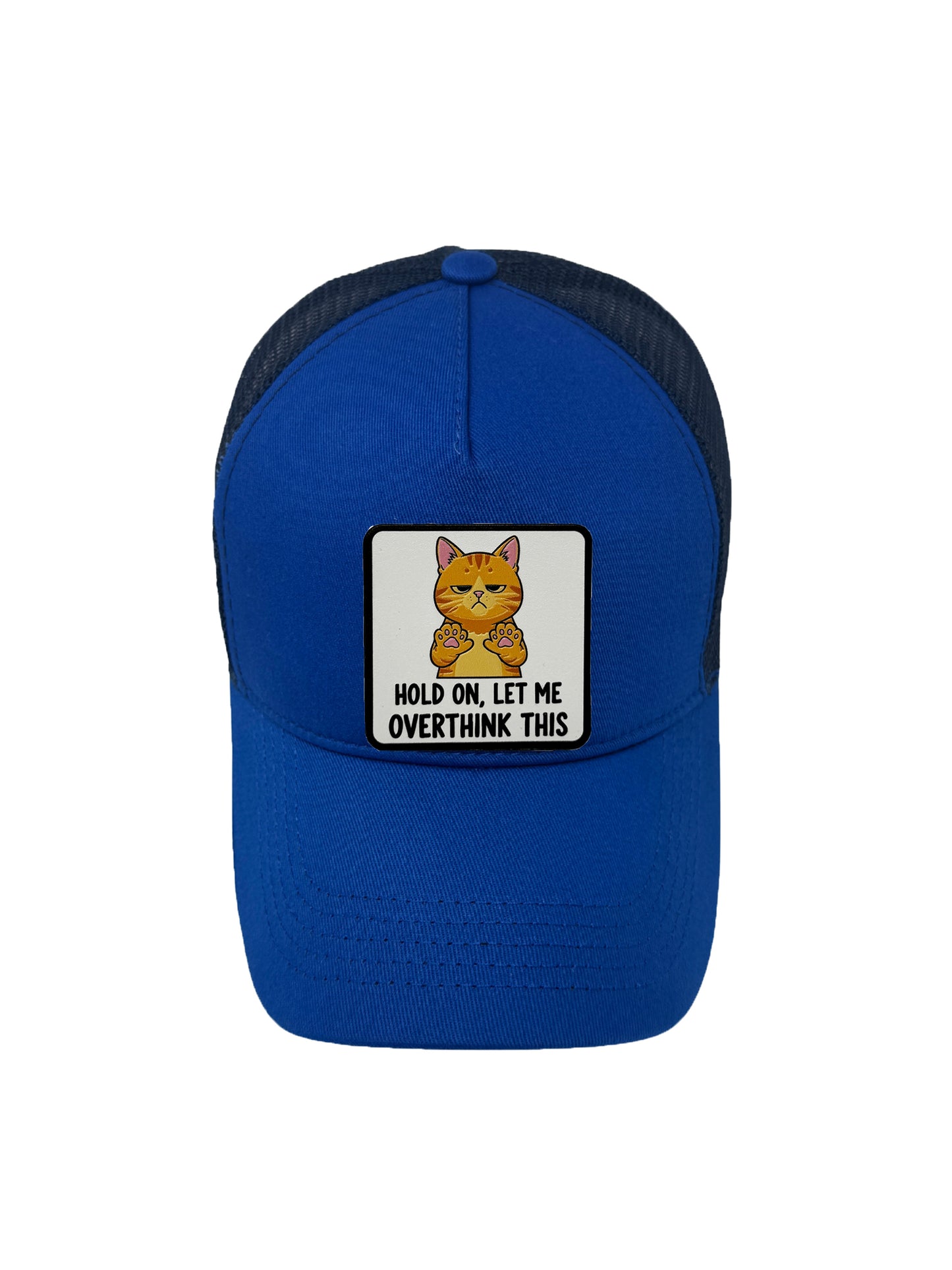 Let me Overthink | Embossed Removable Patch Trucker Hat – Adjustable Snapback, Breathable Mesh, One Size Fits Most