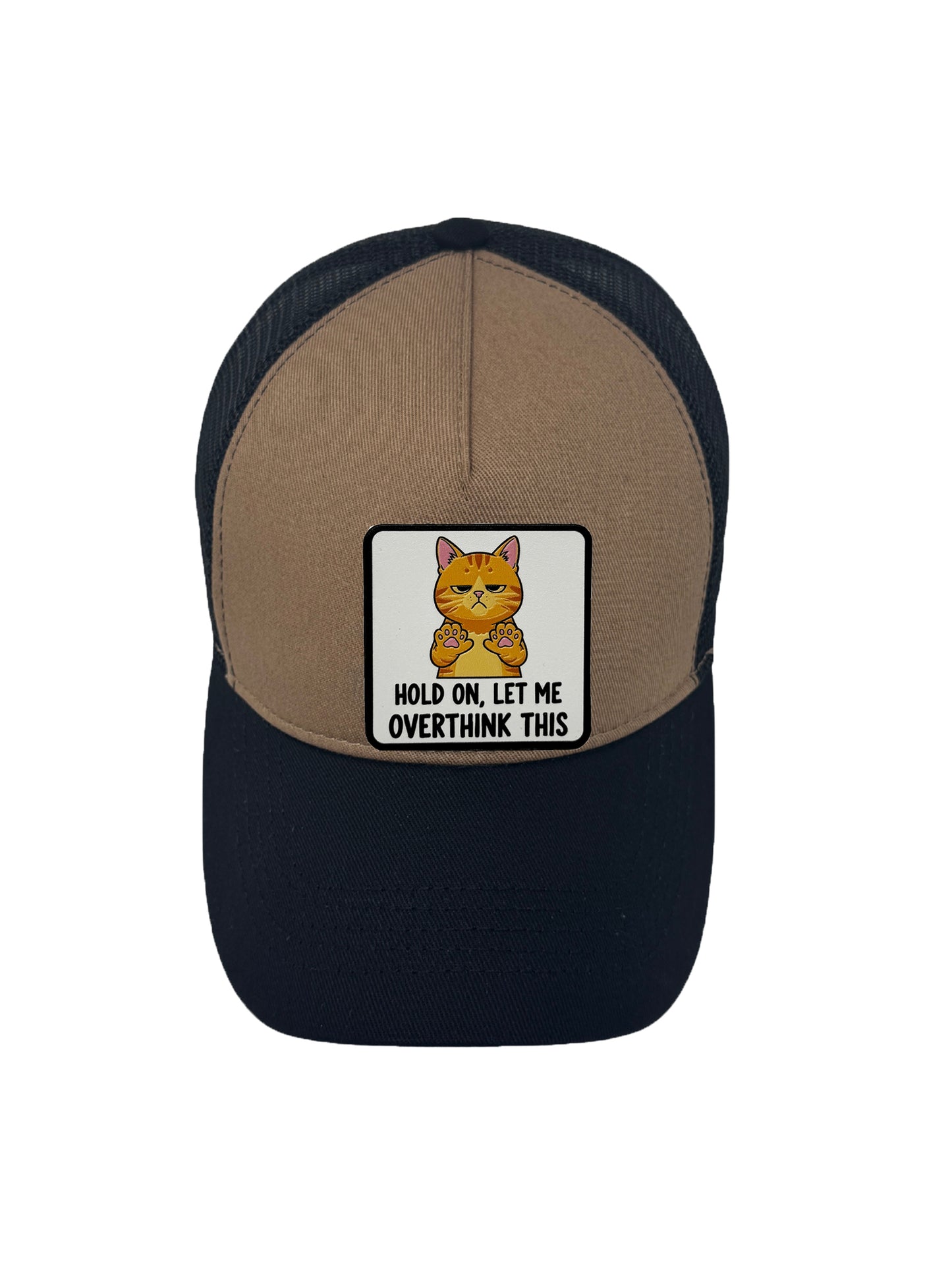 Let me Overthink | Embossed Removable Patch Trucker Hat – Adjustable Snapback, Breathable Mesh, One Size Fits Most