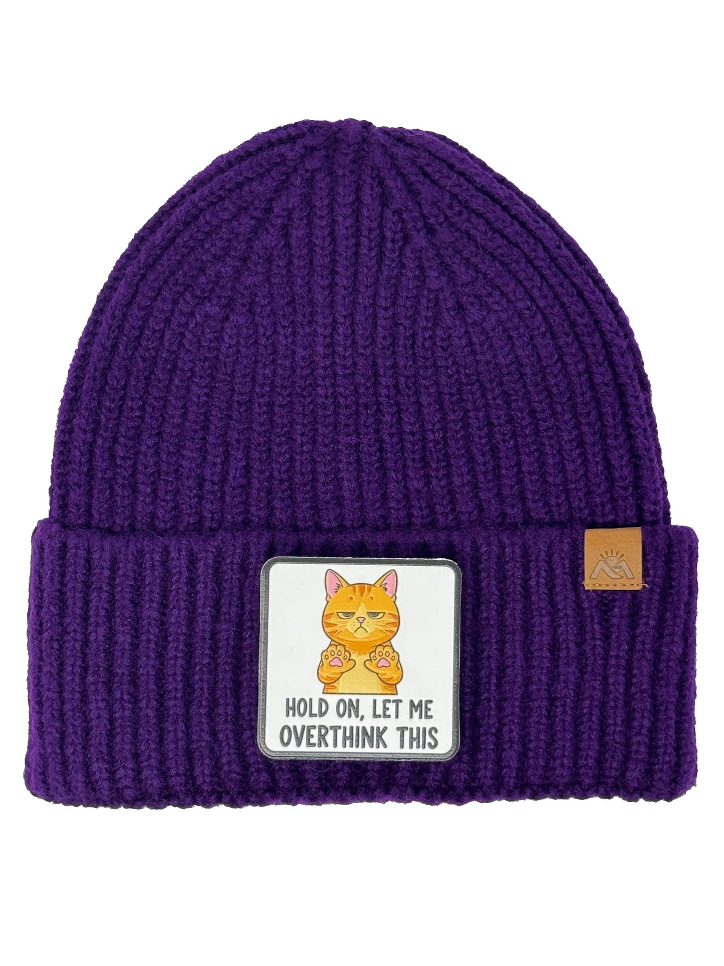 Let me Overthink | Embossed Removable Patch Beanie - Wool Blend, Soft, Warm, One Size Fits Most