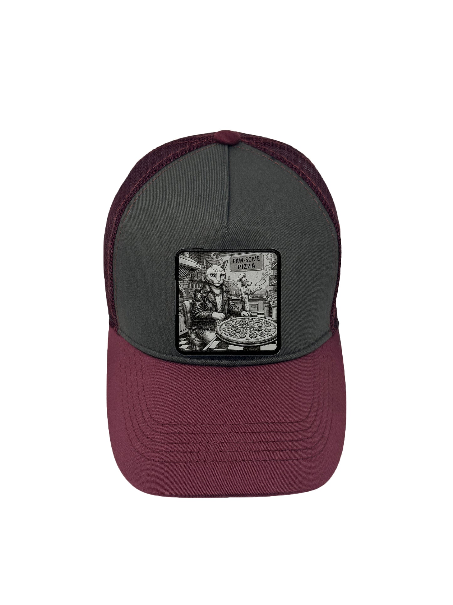 Paw-some Pizza | Embossed Removable Patch Trucker Hat – Adjustable Snapback, Breathable Mesh, One Size Fits Most
