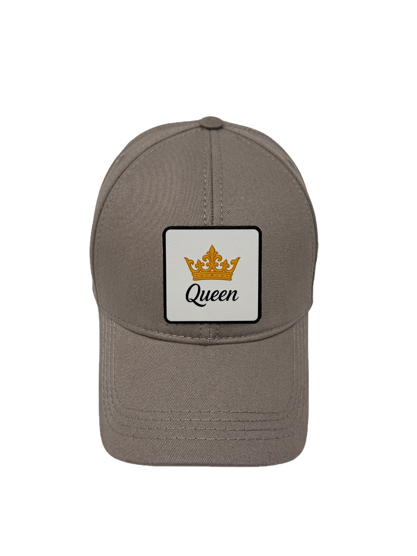 Queen | Embossed Removable Crown Patch 6 Panel Baseball Hat – %100 Cotton, Adjustable Strapback, Curved Bill , One Size Fits Most