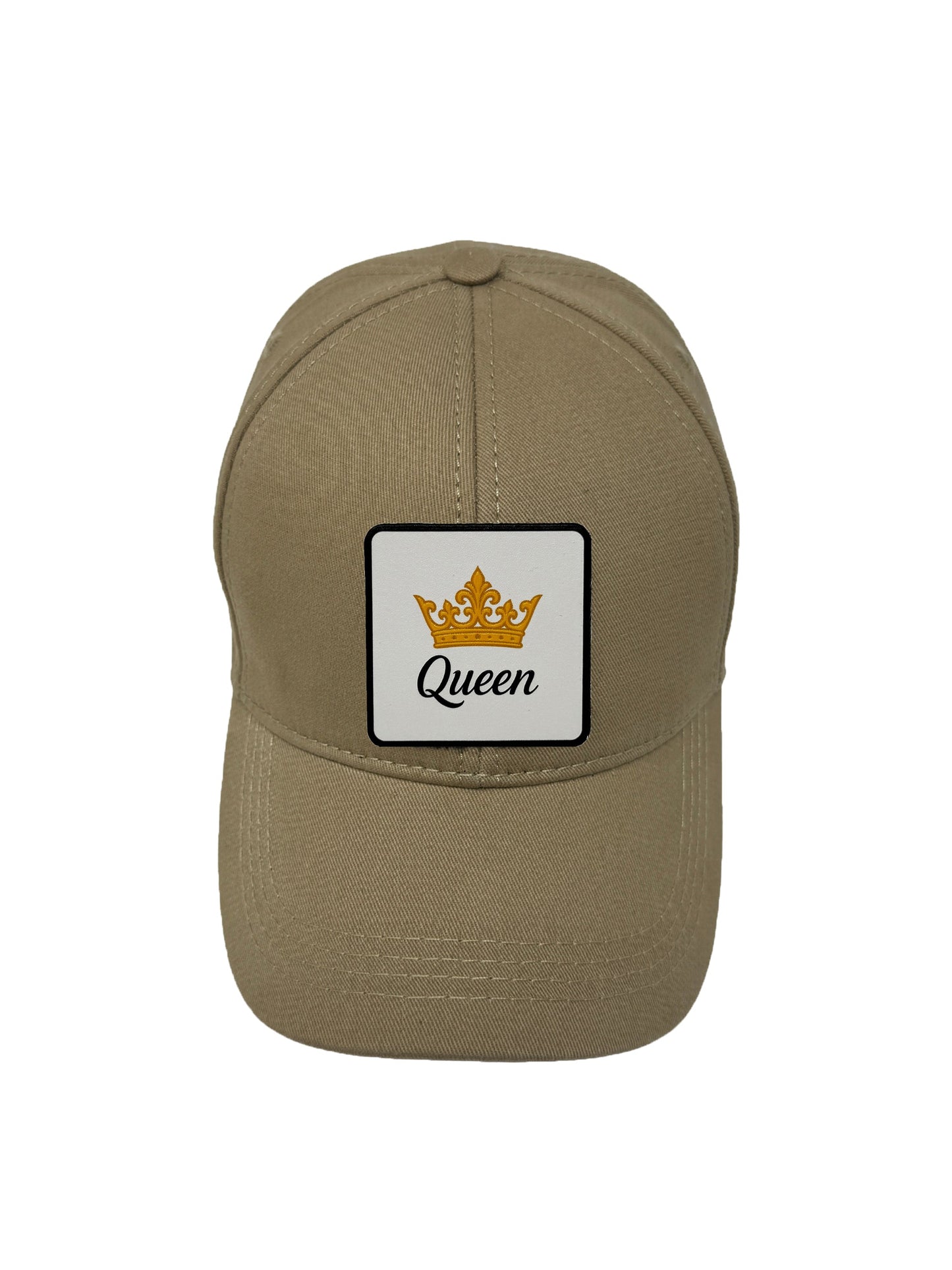 Queen | Embossed Removable Crown Patch 6 Panel Baseball Hat – %100 Cotton, Adjustable Strapback, Curved Bill , One Size Fits Most