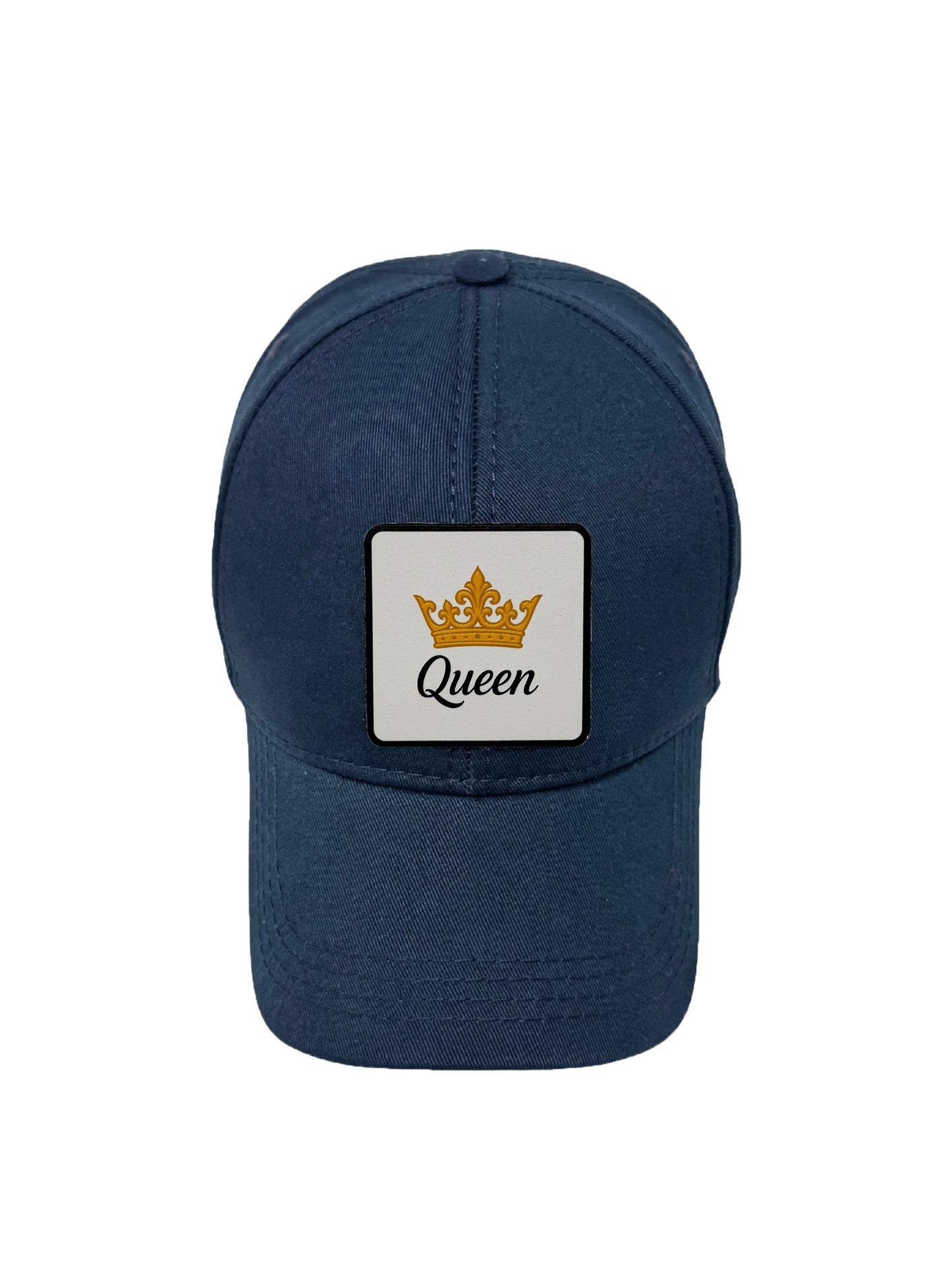 Queen | Embossed Removable Crown Patch 6 Panel Baseball Hat – %100 Cotton, Adjustable Strapback, Curved Bill , One Size Fits Most